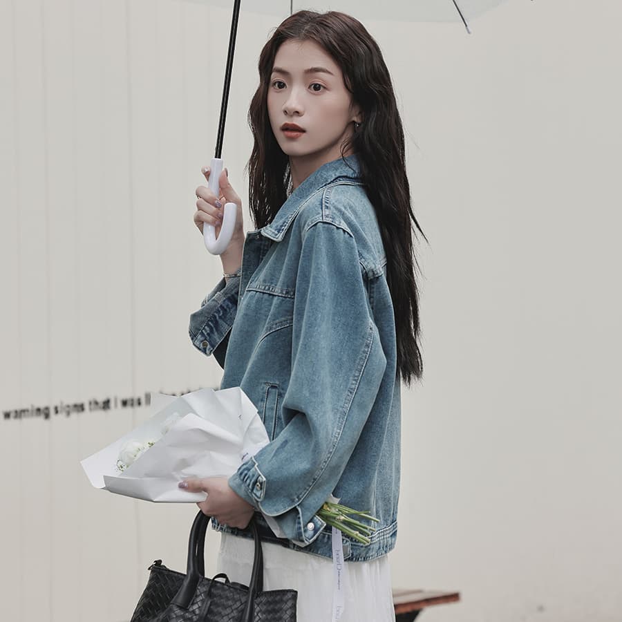 레트로 폴로 칼라 데님 여성 코트 2026 봄 새로운 디자인 센스 작은 대중 루즈핏 캐주얼 다용도 재킷 맨위 이미지 5