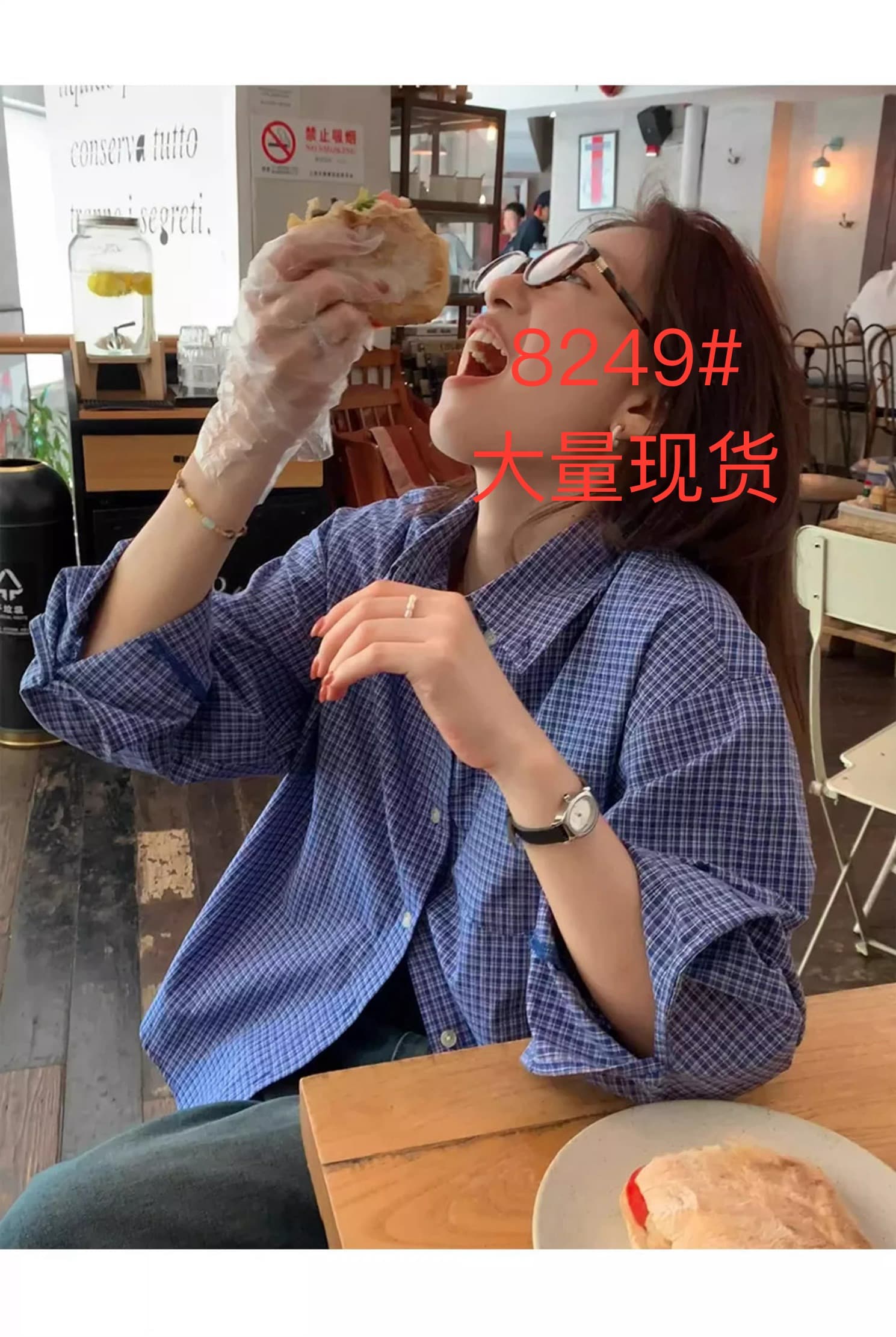 시실리 앤 한 부서 교과서 면 100% 레트로 블루 체크무늬 여성 셔츠 작은 키 캐주얼 스택 착용 셔츠