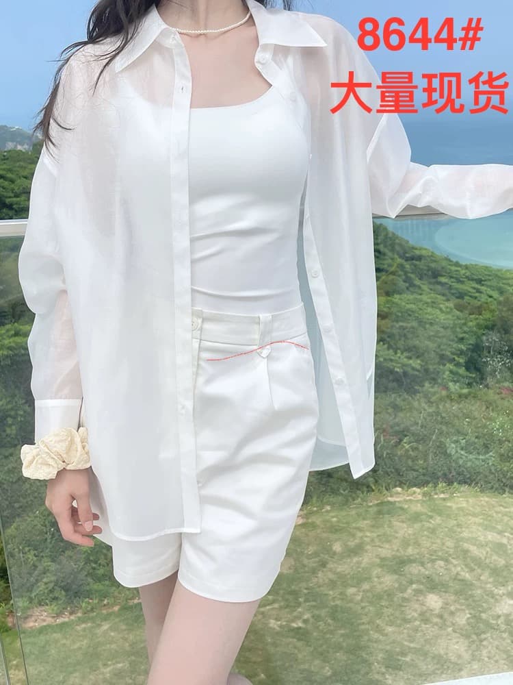 아빠 터너 라이 경기 서울 주간 실크 차가운 센스 셔츠 여름 오픈 가디건 루즈핏 작은 셔츠 여성 통기성 맨위 긴팔 셔츠