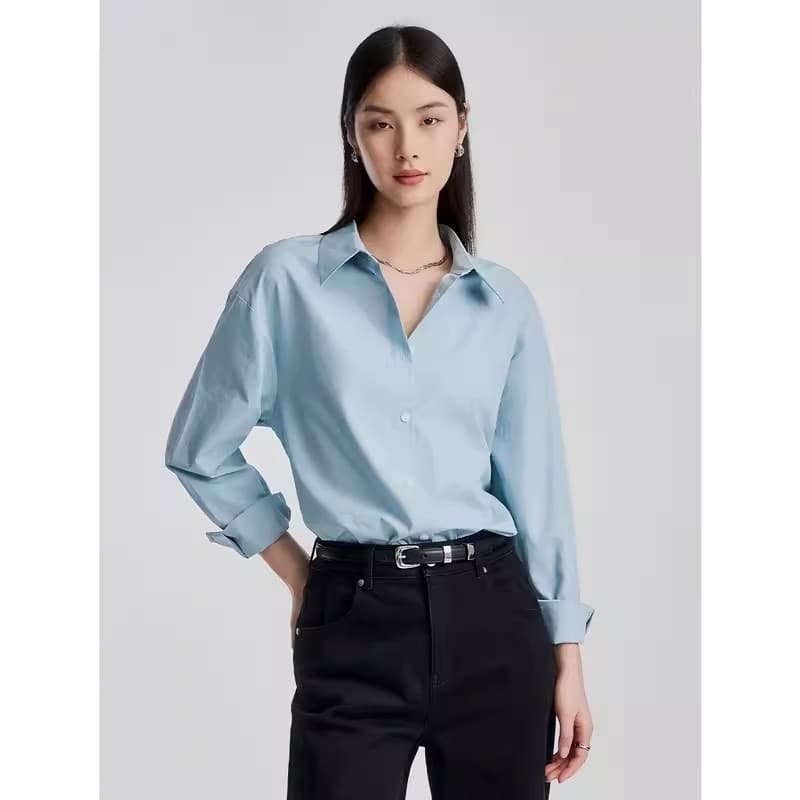 초기 면 ol 바람 80s 순면 긴팔 화이트 여성 셔츠 가을 겨울 마이크로 연삭 털 인사이드 가져 가라. 품격 길다 플러시 면 셔츠 상세 이미지 4