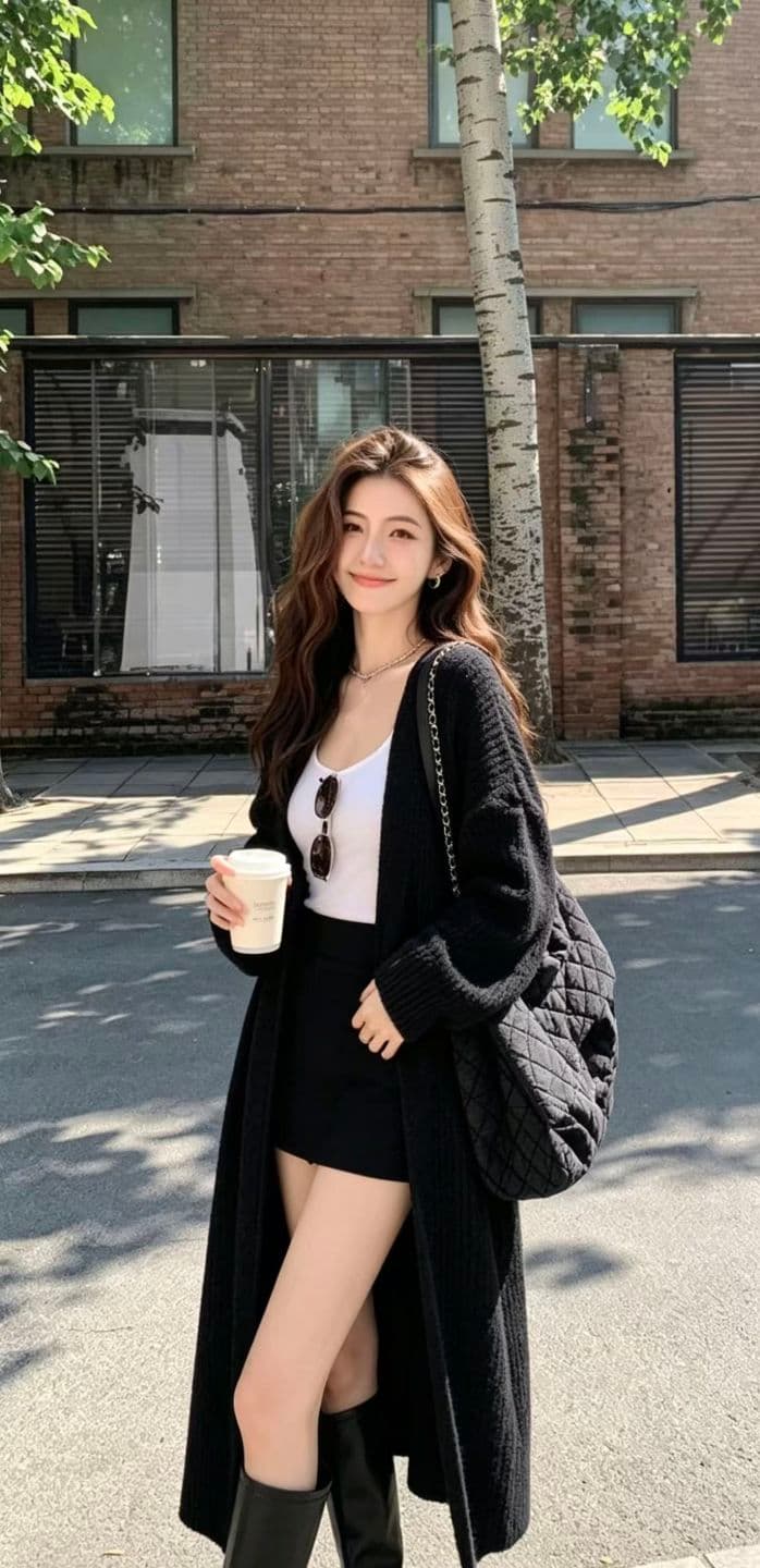 롱 코트 꽈배기 스웨터 여성 코트 가을 겨울 루즈핏 느긋한 바람 니트 스웨터 두꺼운 오픈 가디건 상세 이미지 3