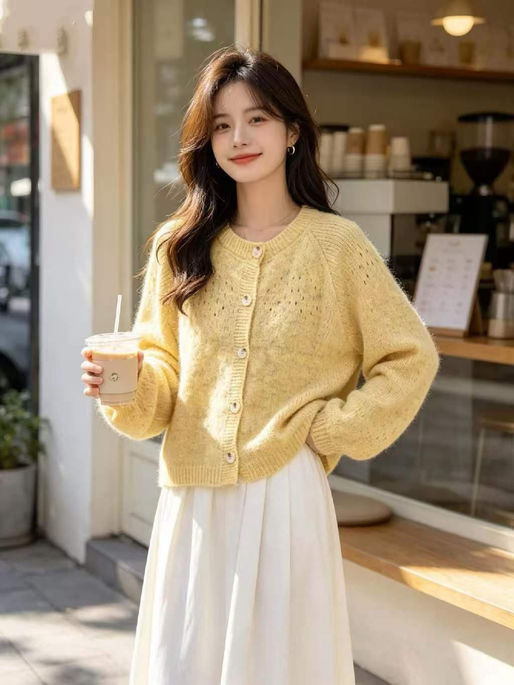 외국 가스 달콤함 고급 센스 니트 오픈 가디건 여성 스웨터 가을 2026 새로운 루즈핏 슬림해 보이는 다용도 쇼트 스타일 맨위 상세 이미지 3