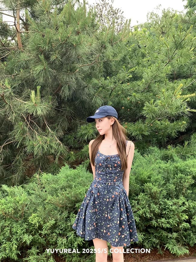 yuyureal 작은 흰색 꽃 치마 아이들 여름 슬림해 보이는 허리 수축 레이스업 꽃무늬 드레스 상세 이미지 19