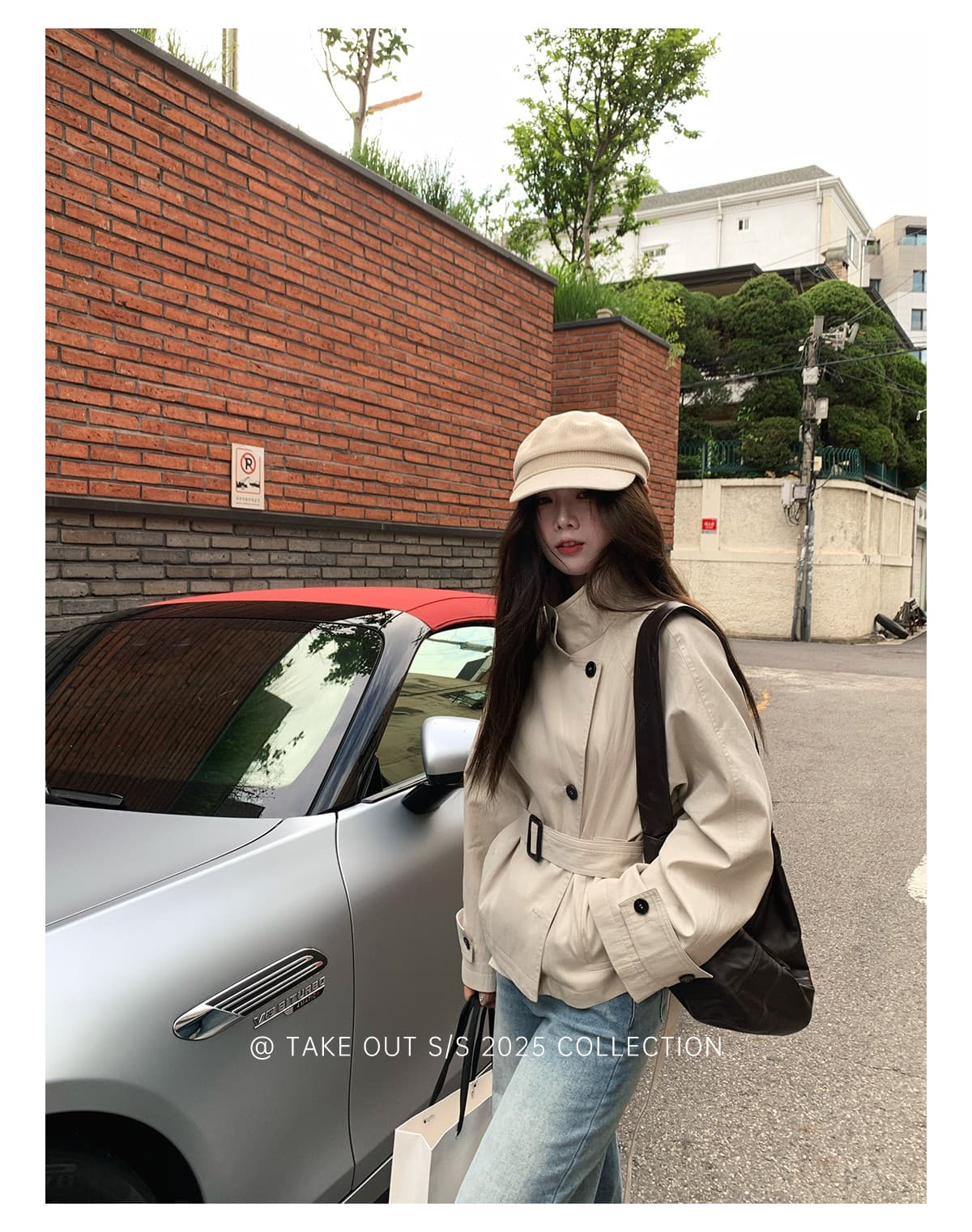 테이크 아웃 도착 함 서울 휴일 이른 가을 한 부서 쇼트 스타일 바람막이 여성 코트 영국식 바람 스탠드 칼라 허리 수축 재킷 상세 이미지 22