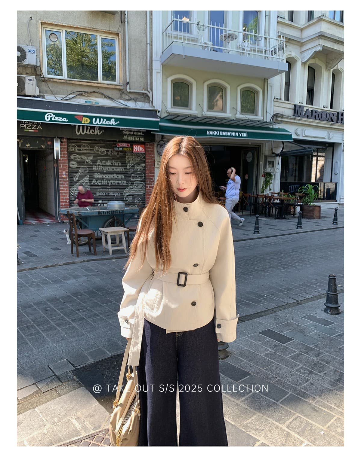 테이크 아웃 도착 함 서울 휴일 이른 가을 한 부서 쇼트 스타일 바람막이 여성 코트 영국식 바람 스탠드 칼라 허리 수축 재킷 상세 이미지 26