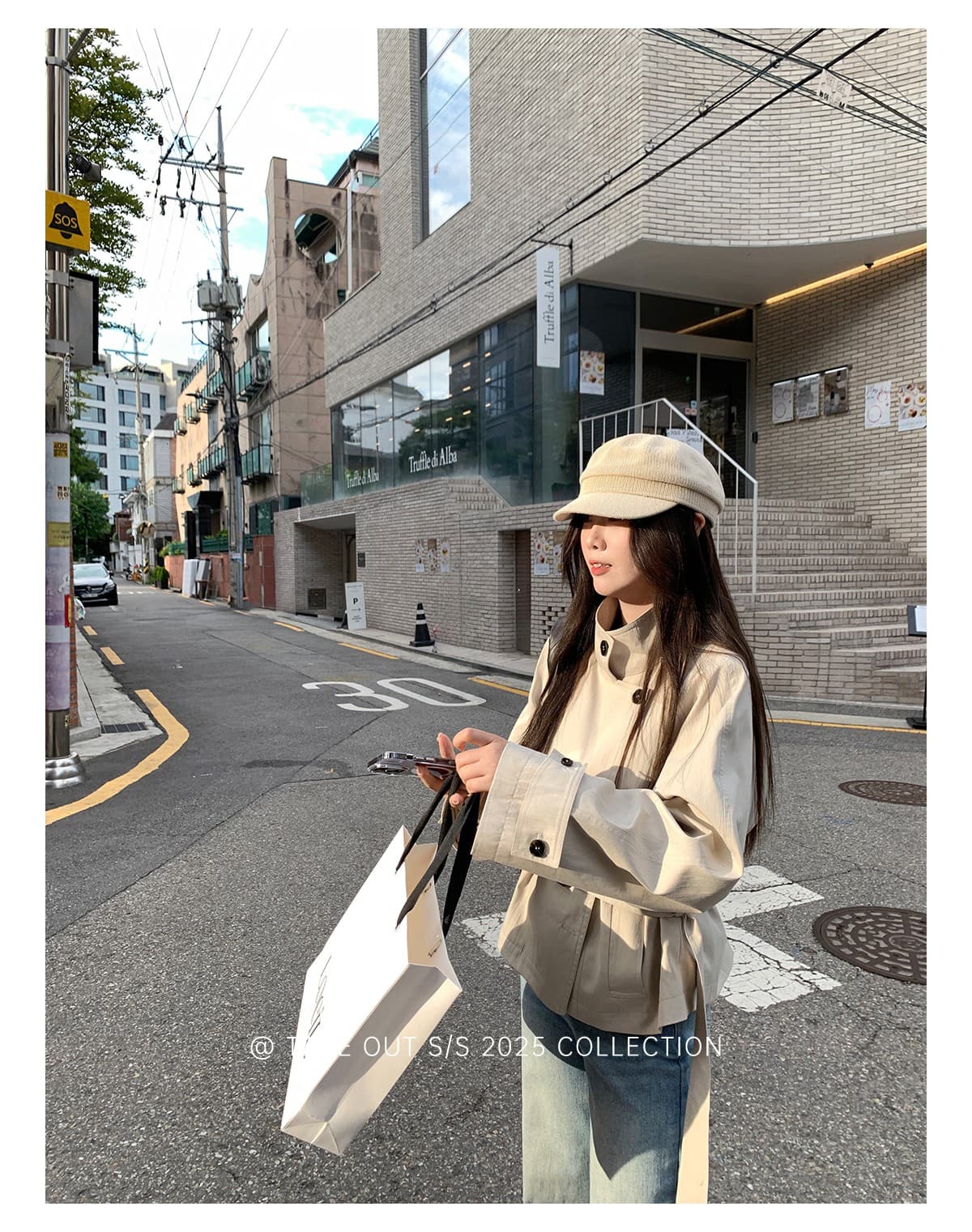 테이크 아웃 도착 함 서울 휴일 이른 가을 한 부서 쇼트 스타일 바람막이 여성 코트 영국식 바람 스탠드 칼라 허리 수축 재킷 상세 이미지 38