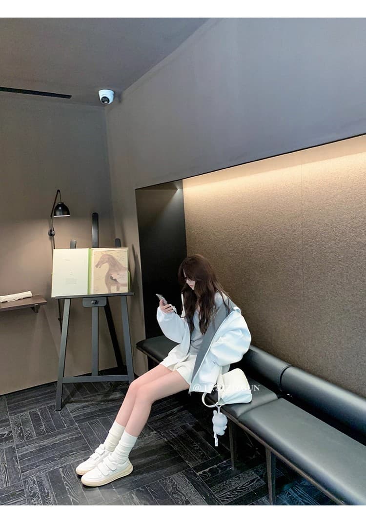1개 다곤 1z1zgun 간판 사설 서비스 섹션 높음 그램 무거운 520g 복합 빈 가스 층 배색 느슨함 센스 후드티 여성 상세 이미지 43