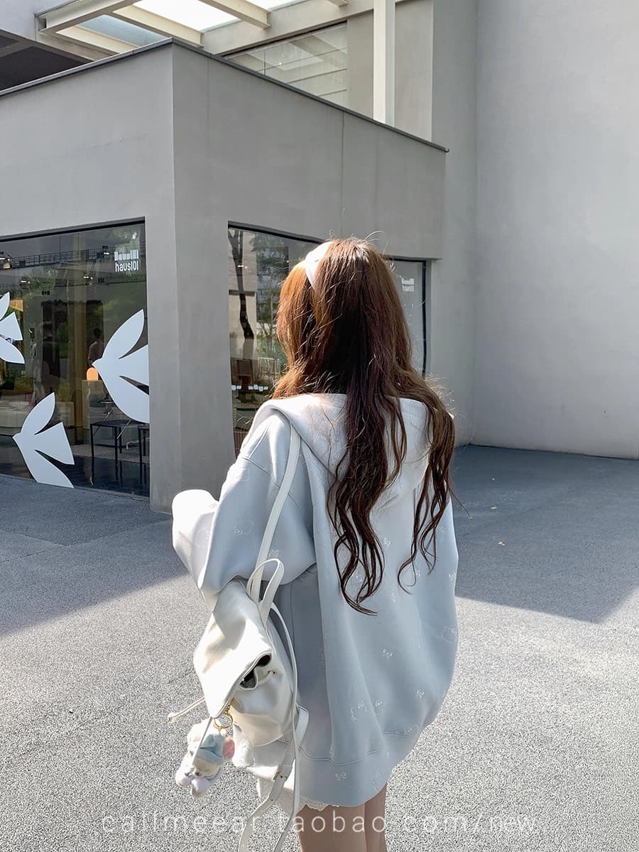 callmeear 무거운 작업 고양이 백만 바늘 자수 480 그램 무거운 후드티 후드 지퍼 후드티 여성 코트 상세 이미지 33