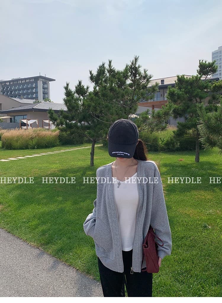 검은 콩 흠 캐주얼 해체 V넥 지퍼 회색 후드티 재킷 가을 루즈핏 느긋한 바람 다용도 맨위 상세 이미지 29