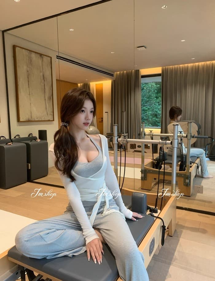 jmshop 화이트 여성 느슨함 시리즈 2.0 고급 센스 행침 목 캐미솔 캐주얼 바지 스트랩 오픈 가디건 상세 이미지 52