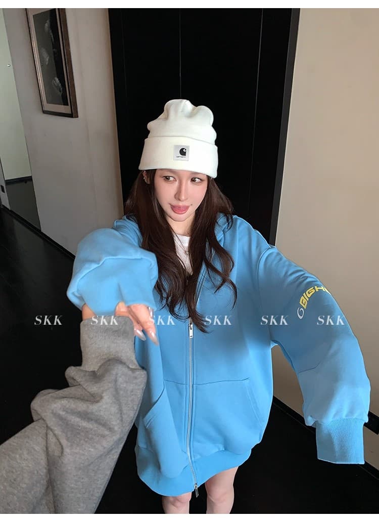 skk store 바 가구 서비스 챕터 만약 난 같은 단락 360g 독립적 인 홈 세트 염색 배색 풀오버 스웨트셔츠 여성 코트 상세 이미지 7