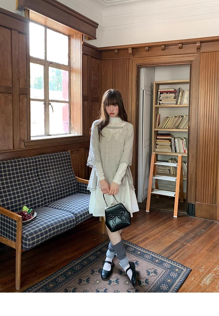 다우 시시 주간 디자인 센스 그을음 나비 술 블라우스 가을 출퇴근 스택 착용 작은 대중 아름다운 점프 슈트 치마 세트 여성 상세 이미지 20