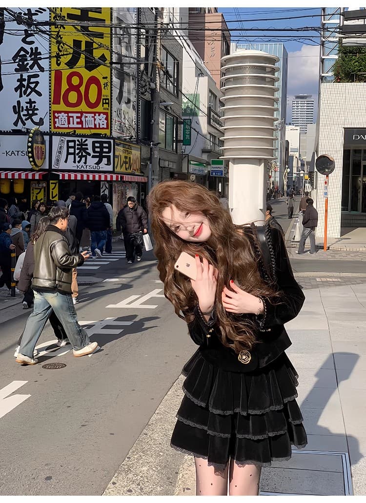 먹는다. 녹색 접시 블랙 골드 3.0 신제품 88 접기 레트로 벨벳 골드 선 자수 가을 품격 재킷 상세 이미지 22