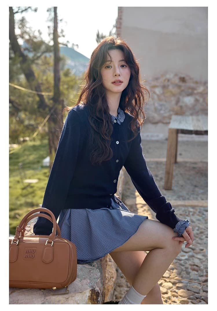 저녁 몽골 2026 새로운 이른 가을 한 부서 품격 맨위 작은 키 얇은 스타일 작은 대중 패치워크 긴팔 니트 오픈 가디건 여성 상세 이미지 30