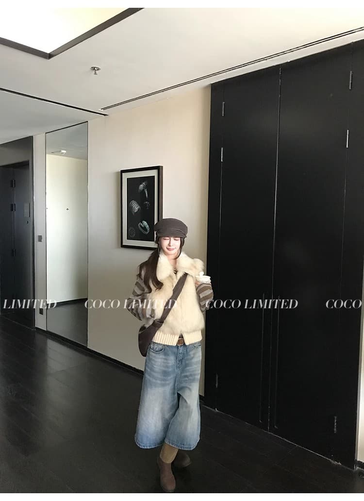 선택 스페인 가져 오기 왕 지원 카드 삼색 스트레이트 털 피모 하나 재킷 소매 수 있습니다. 언 로딩 베스트 상세 이미지 24