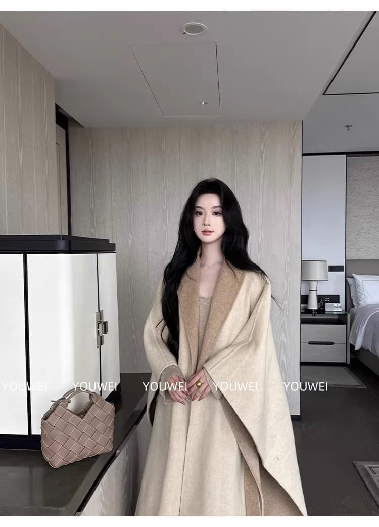 있음 후안 youwe 양성 및 음성 둘 착용 자이언트 잘 생긴 ~ 중 이른 가을 여성 코트 양면 모직 코트 망토 숄 맨위 상세 이미지 13