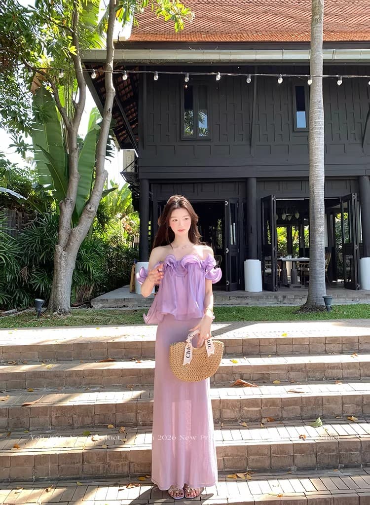 yoli 장 宥 이익 여름 편지 황색 프릴 시폰 셔츠 여성 봄 미니멀리즘 루즈핏 슬림해 보이는 오프숄더 맨위 상세 이미지 16
