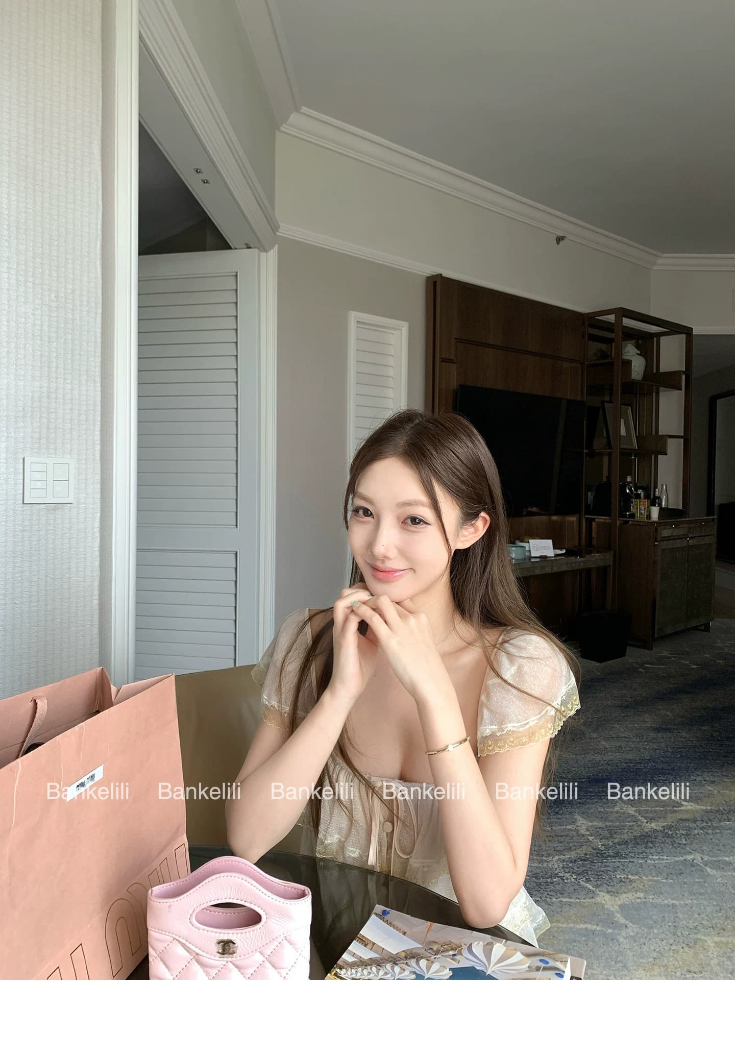 밤나무 코코아 bankelili 팬 바다 리건 프릴 레이스 계층의 감각 작은 날다 소매 광장 칼라 슬립 여성 상세 이미지 25