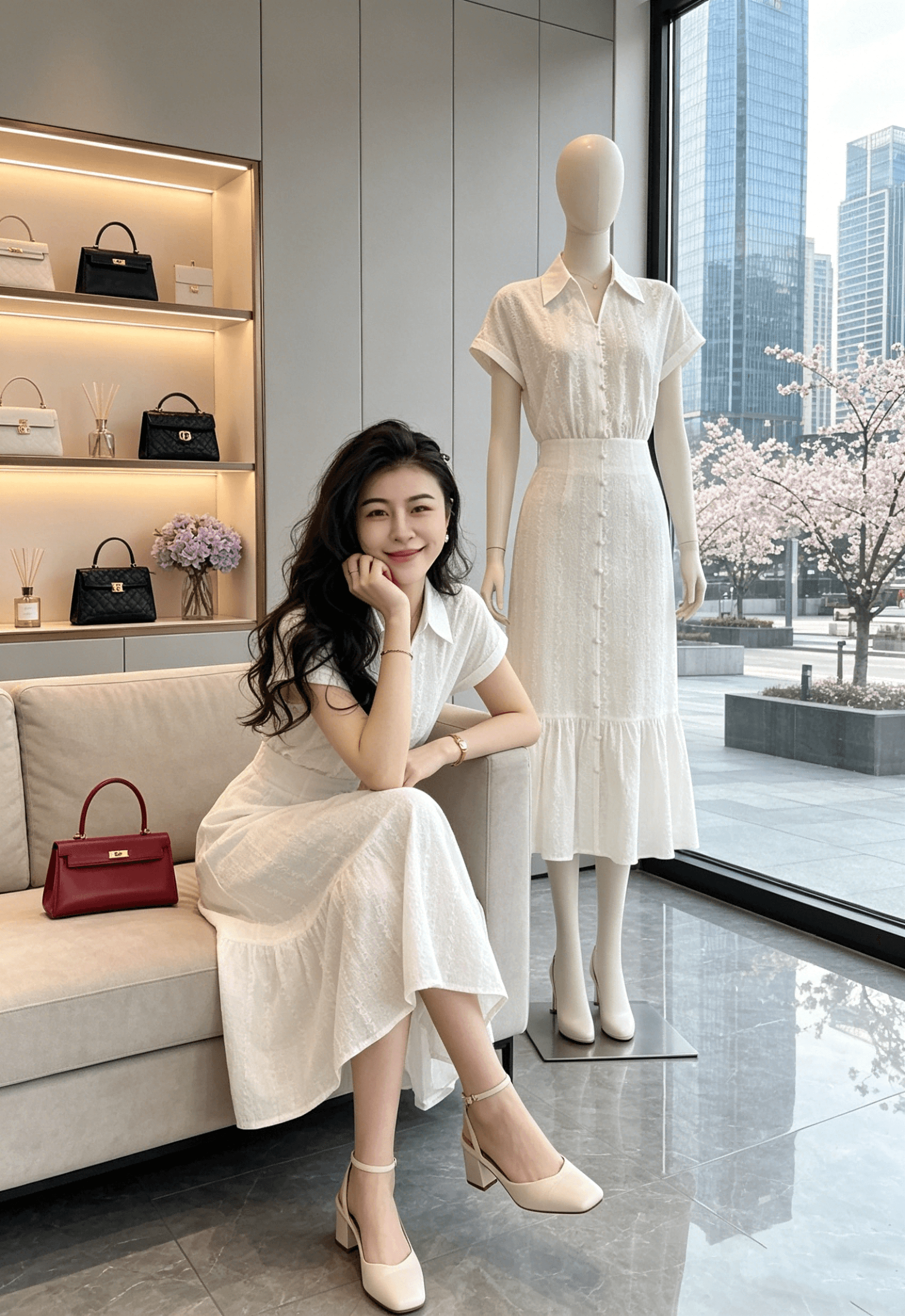장 A 스타 블루스 참고 해군 miu 부서 3 차원 자카드 소녀 센스 연령 감소 프랑스식 드레스 이미지 4