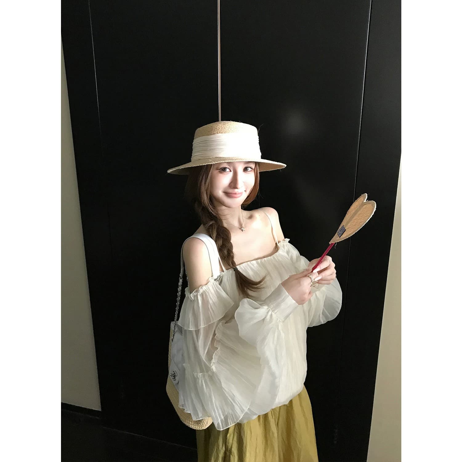skk store 꿈 와일드 갤러리 감기 센스 프릴 꽃밭 슬립 쉬폰 긴팔 맨위 여름 얇은 스타일 이미지 5
