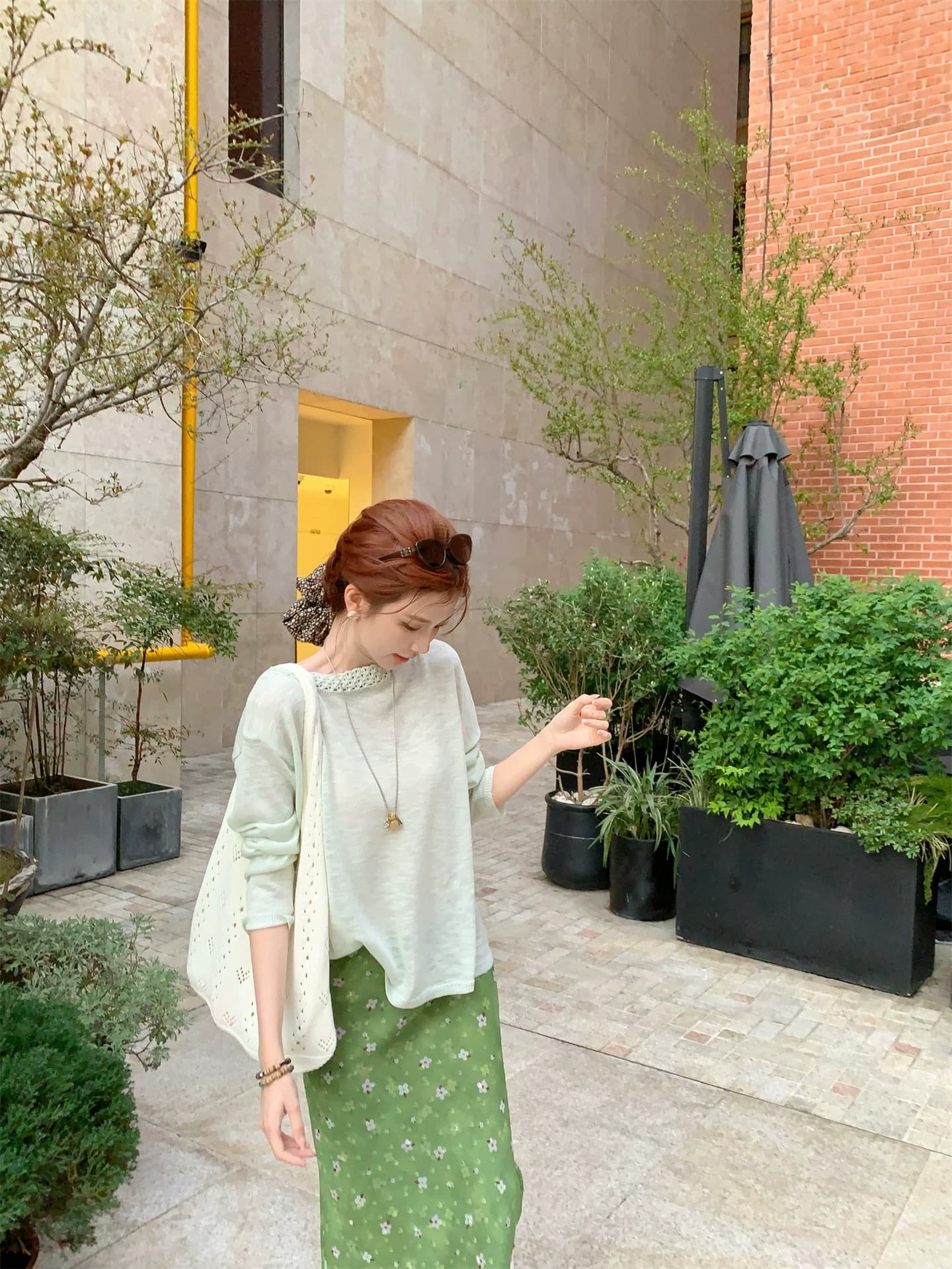 다우 시시 cheese 사랑 전복 문예 레트로 품격 다용도 꽃무늬 망사 인어 꼬리 허리밴드 반신 스커트 여성 상세 이미지 24