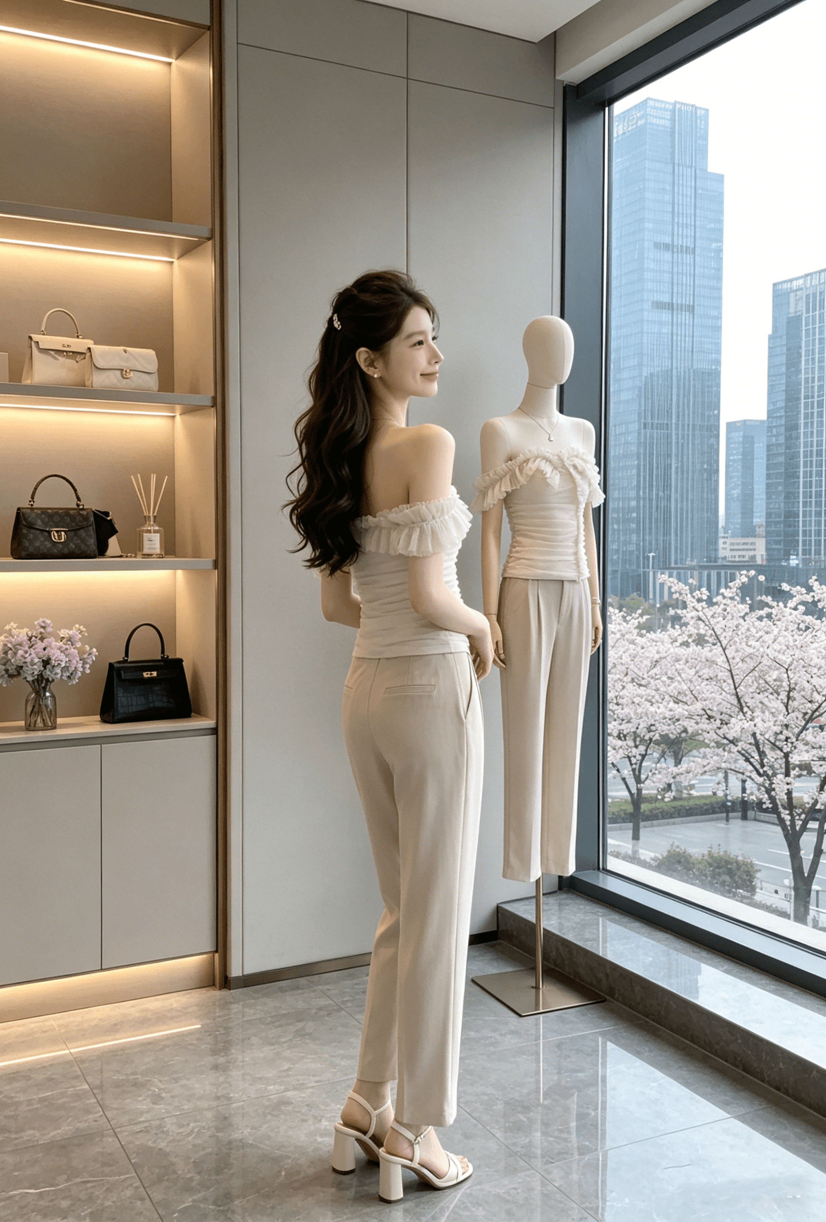 감사합니다. 아니요 고기 망사 오프숄더 민소매 몸매 가꾸기 조끼 여성 여름 3 차원 주름 디자인 센스 얇고 가벼운 통기성 맨위 상세 이미지 3