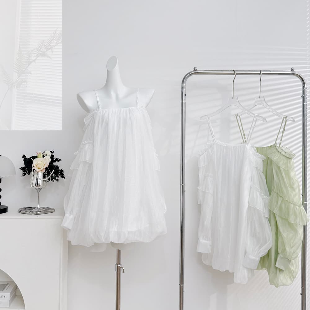 skk store 꿈 와일드 갤러리 감기 센스 프릴 꽃밭 슬립 쉬폰 긴팔 맨위 여름 얇은 스타일 상세 이미지 4