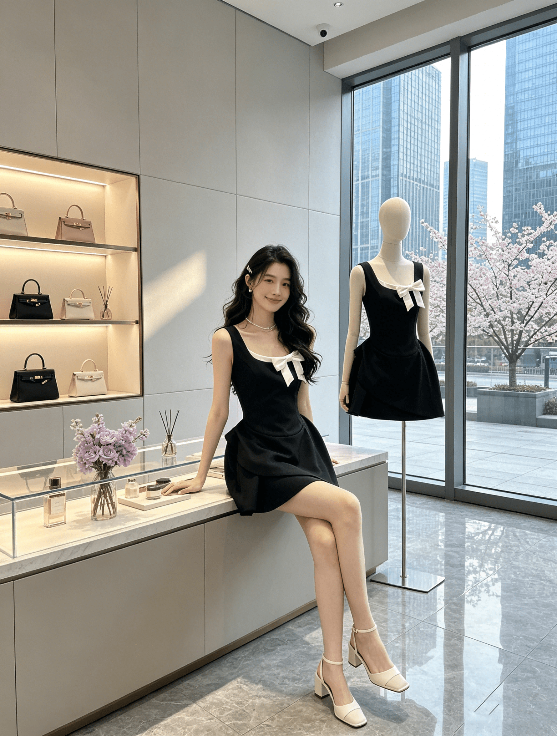 aomalm 덜 또한 눈 그녀 ~ 중 달콤한 의미 싱크대 페이크 레이어드 프랑스식 여성 드레스 이른 봄 예복 치마 미니 스커트 상세 이미지 10