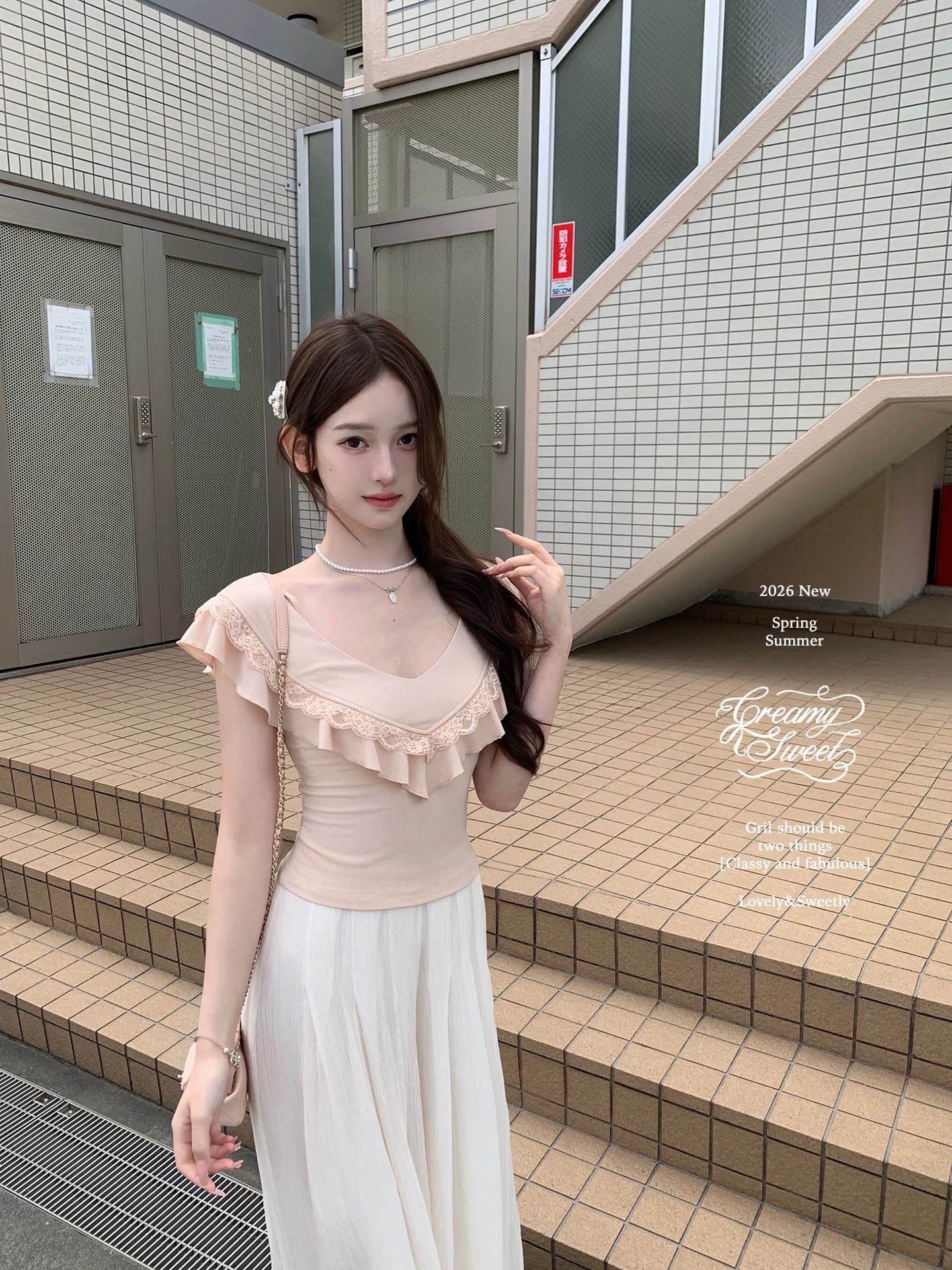 creamysweet 느긋한 펄럭 이는 바지 레이스 조각 홀로우 아웃 레이스 느슨함 도루 가을 센스 캐주얼 긴 바지 여성 상세 이미지 34