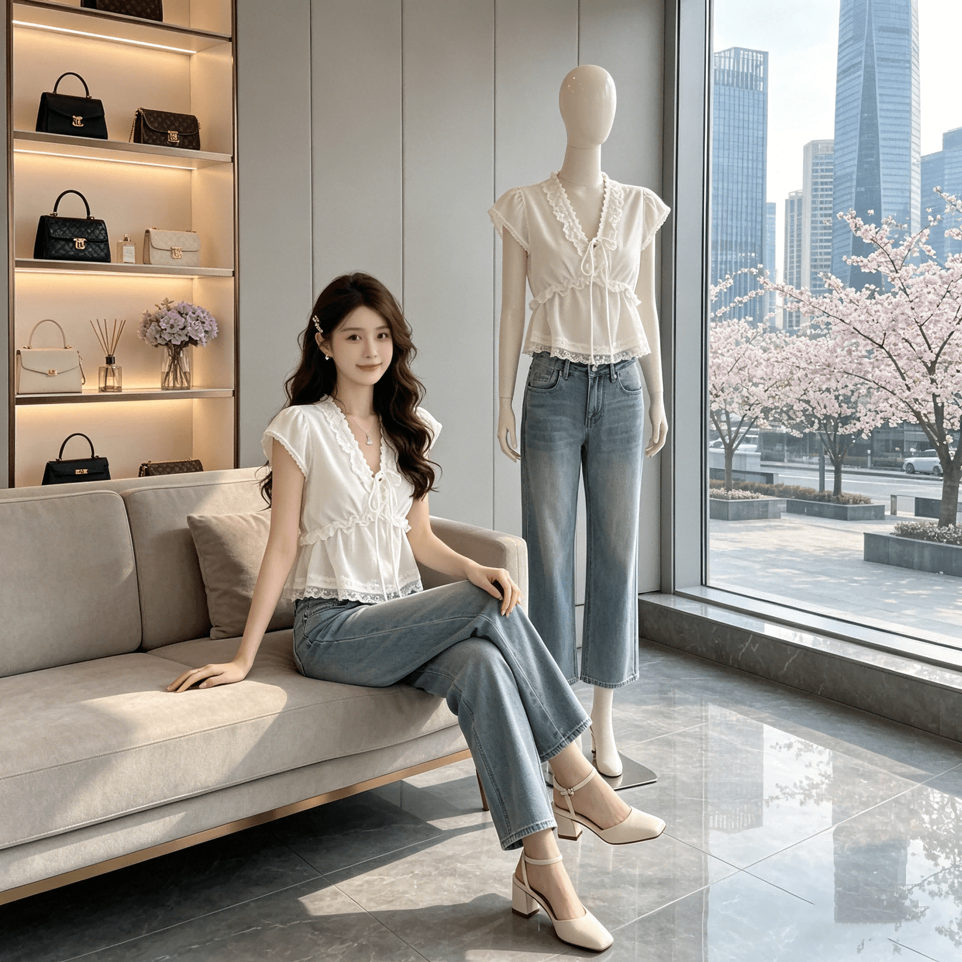 감사합니다. 아니요 고기 도트 무늬 레이스 측면 V넥 작은 날다 소매 시폰 셔츠 여성 여름 프랑스식 디자인 센스 마이크로 ~을 통해 몸매 가꾸기 작은 셔츠 이미지 2