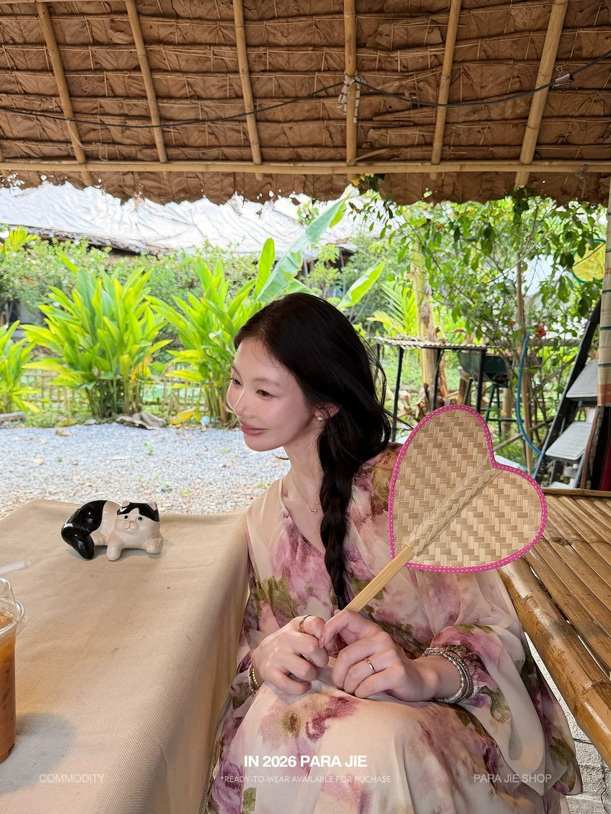 para jie 시 지에 매매 프랑스식 여름 품격 낭만주의 꽃무늬 휴가 바람 V넥 긴팔 여성 드레스 상세 이미지 6