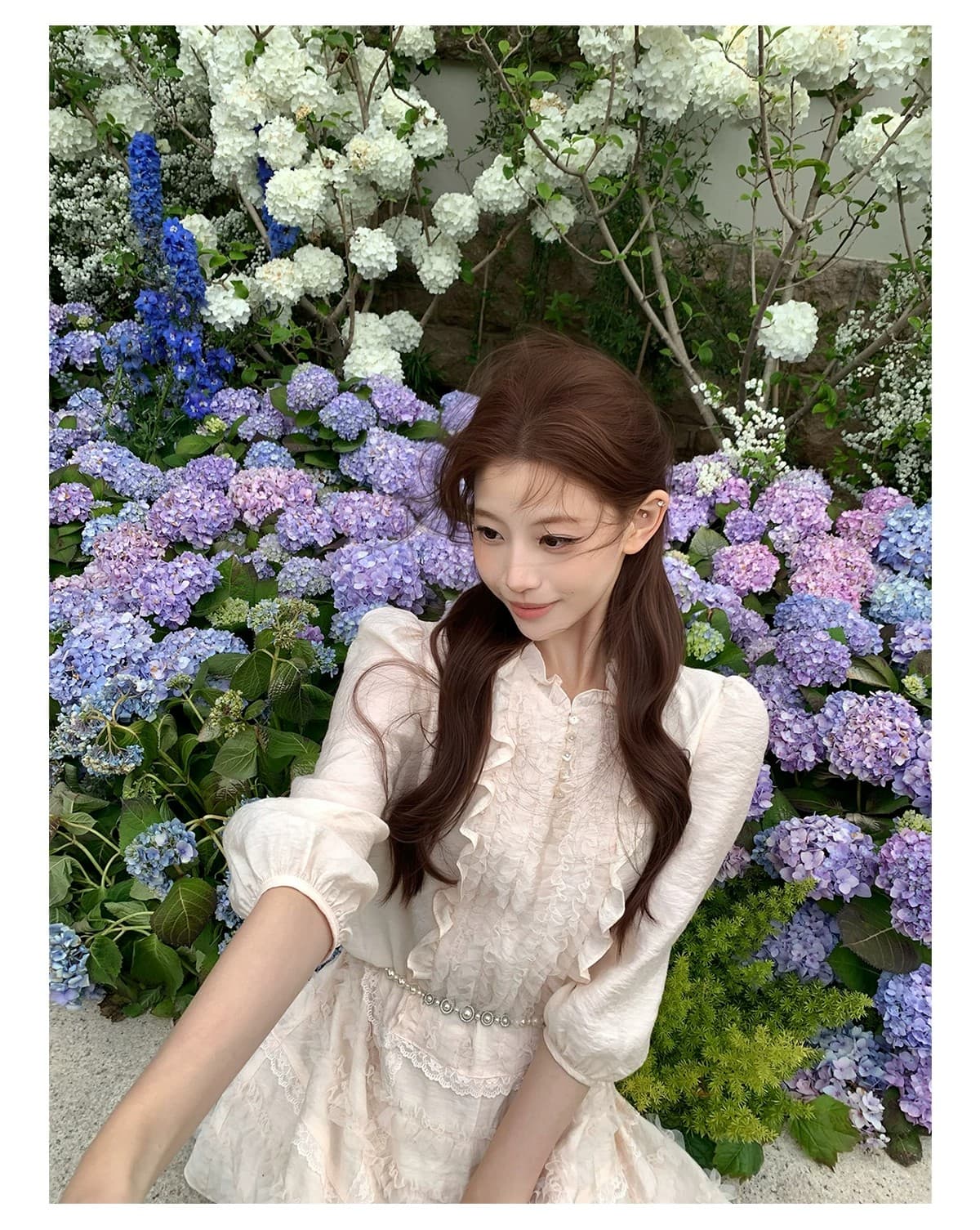 sourcewithu 지저우 소프트 캔디 라이 경기 서울 무거운 작업 2 색 레이스 레이스 드레스 한 부서 잘 행동 한 미니 스커트 상세 이미지 13