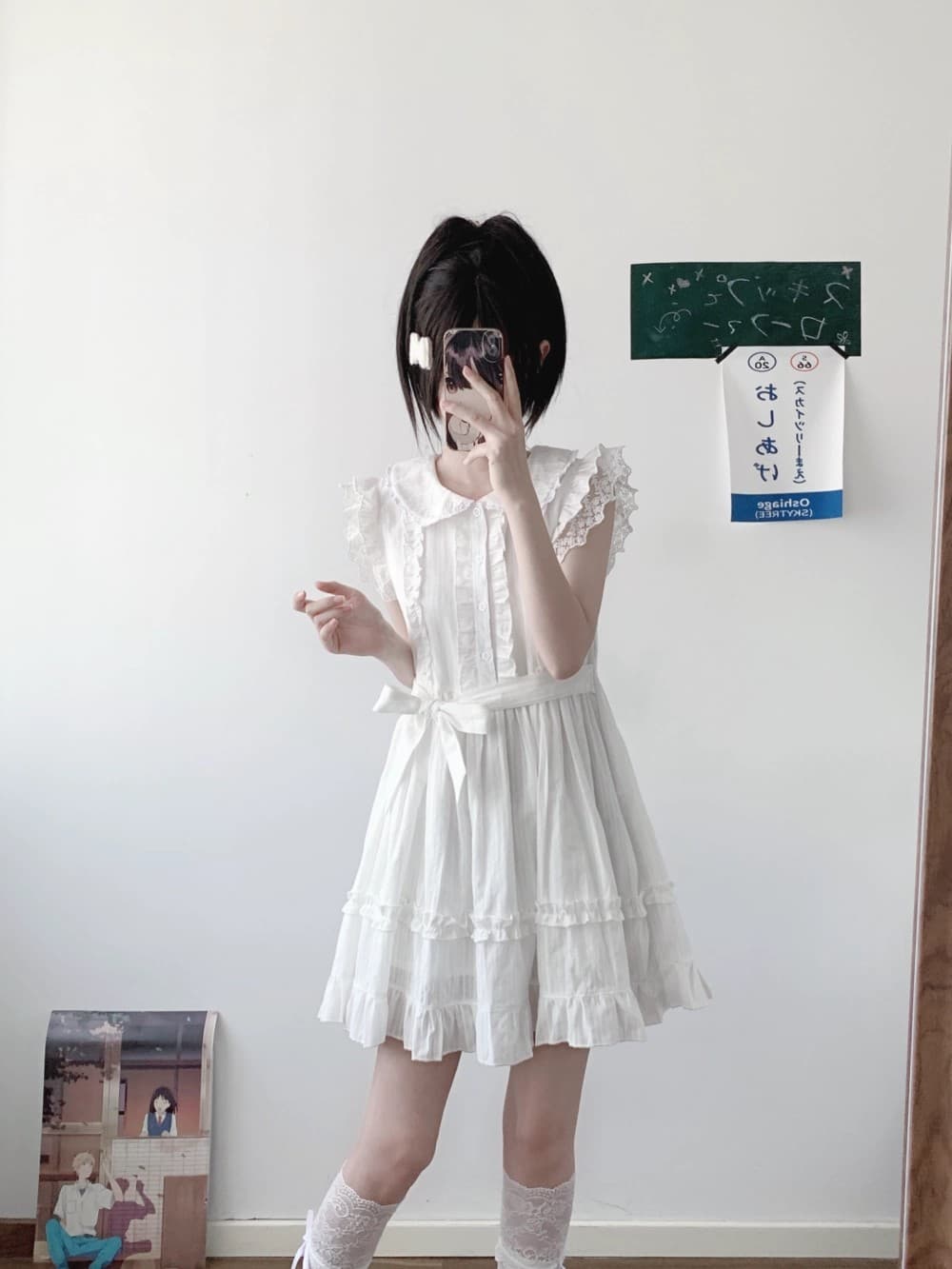 수수께끼 토끼 소녀 첫사랑 센스 샤오 바이 치마 오리지널 달콤한 자매 소녀 달콤함 레이스 작은 날다 소매 여름 드레스 상세 이미지 9