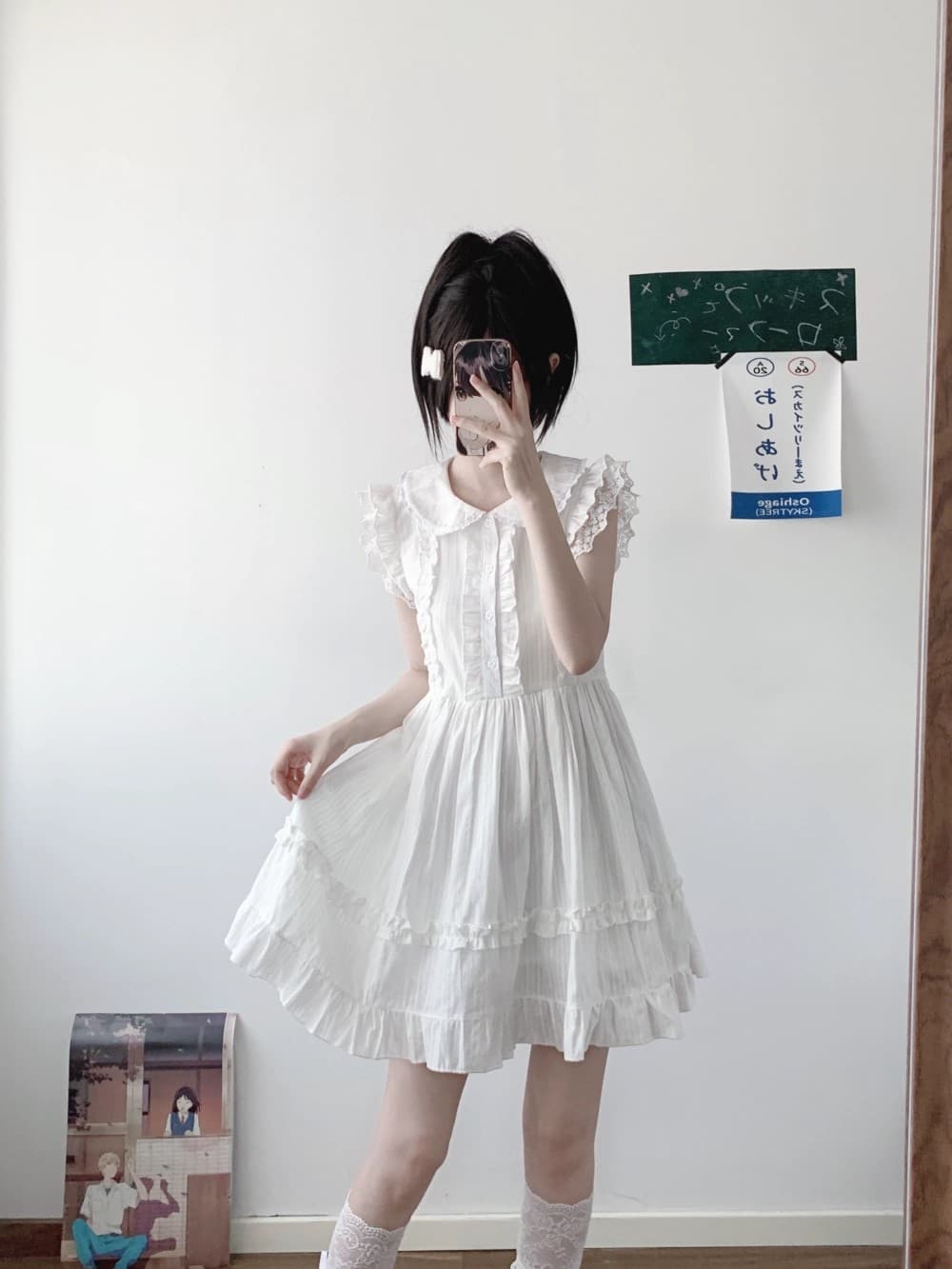 수수께끼 토끼 소녀 첫사랑 센스 샤오 바이 치마 오리지널 달콤한 자매 소녀 달콤함 레이스 작은 날다 소매 여름 드레스 상세 이미지 10