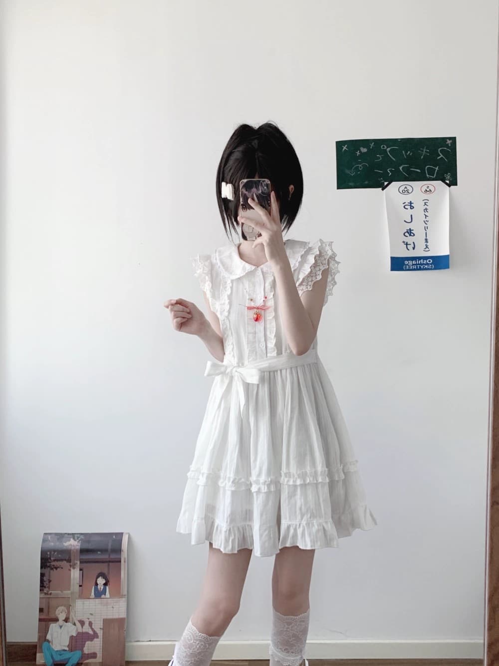 수수께끼 토끼 소녀 첫사랑 센스 샤오 바이 치마 오리지널 달콤한 자매 소녀 달콤함 레이스 작은 날다 소매 여름 드레스 상세 이미지 11