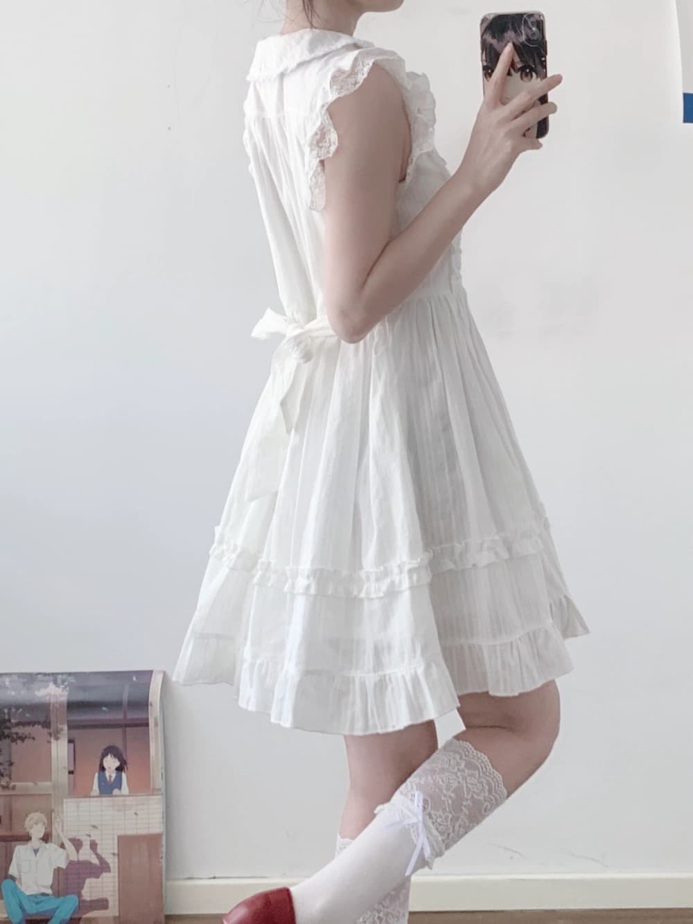 수수께끼 토끼 소녀 첫사랑 센스 샤오 바이 치마 오리지널 달콤한 자매 소녀 달콤함 레이스 작은 날다 소매 여름 드레스 상세 이미지 15
