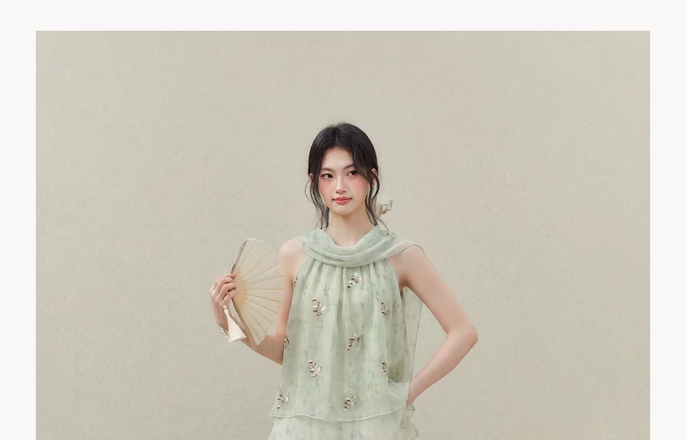 Ouyang 안녕하세요. 비스 우주 깃발 작은 청신 바람 민소매 꽃무늬 조끼 여성 2026 여름 품격 다용도 맨위 상세 이미지 13