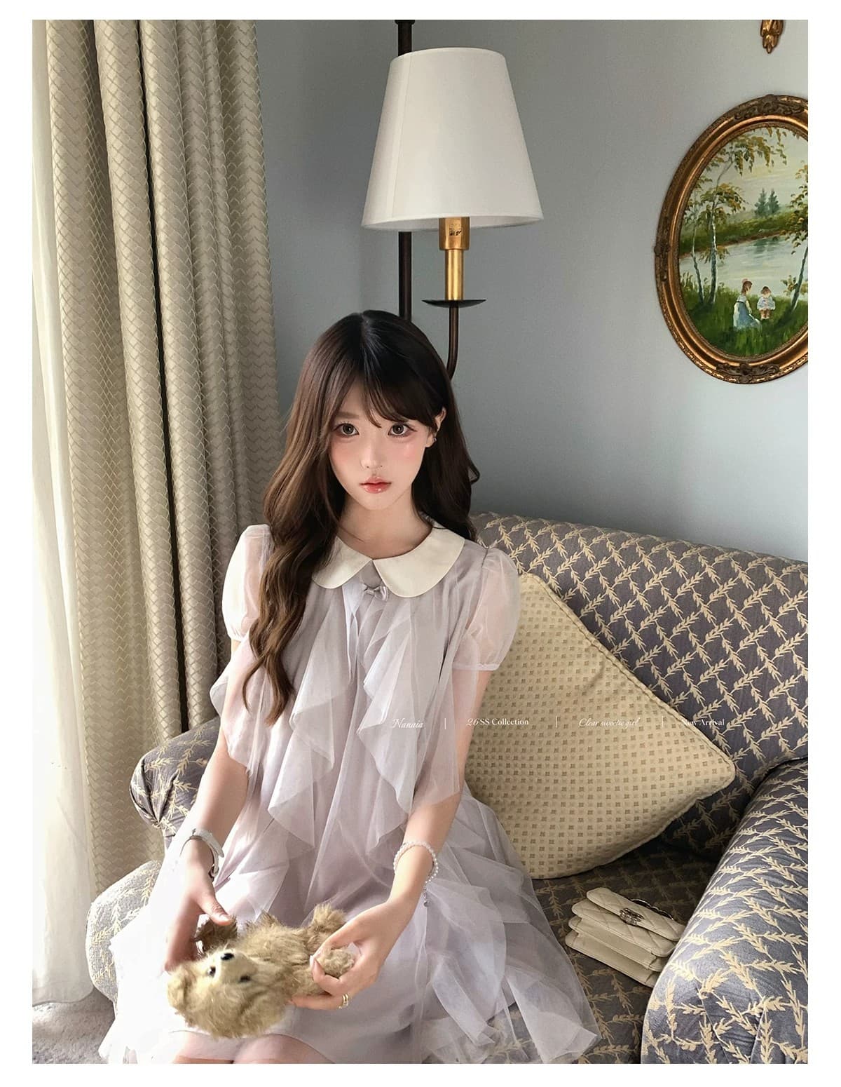달콤한 수선화 포도 작은 천사 달콤한 스타일 베이비 칼라 여성 드레스 여름 연령 감소 반팔 허리 수축 슬림해 보이는 치마 상세 이미지 15