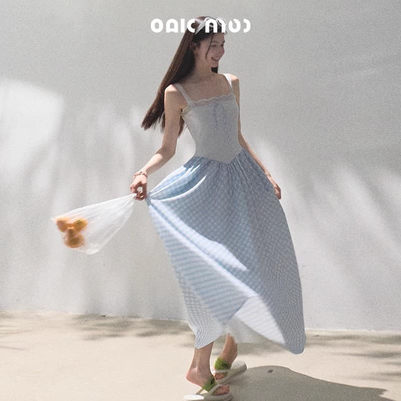oakmoo basic 흐름 ~ 중 참 주간 실크 마 페이크 레이어드 슬림해 보이는 몸매 가꾸기 슬립 드레스 이미지 4