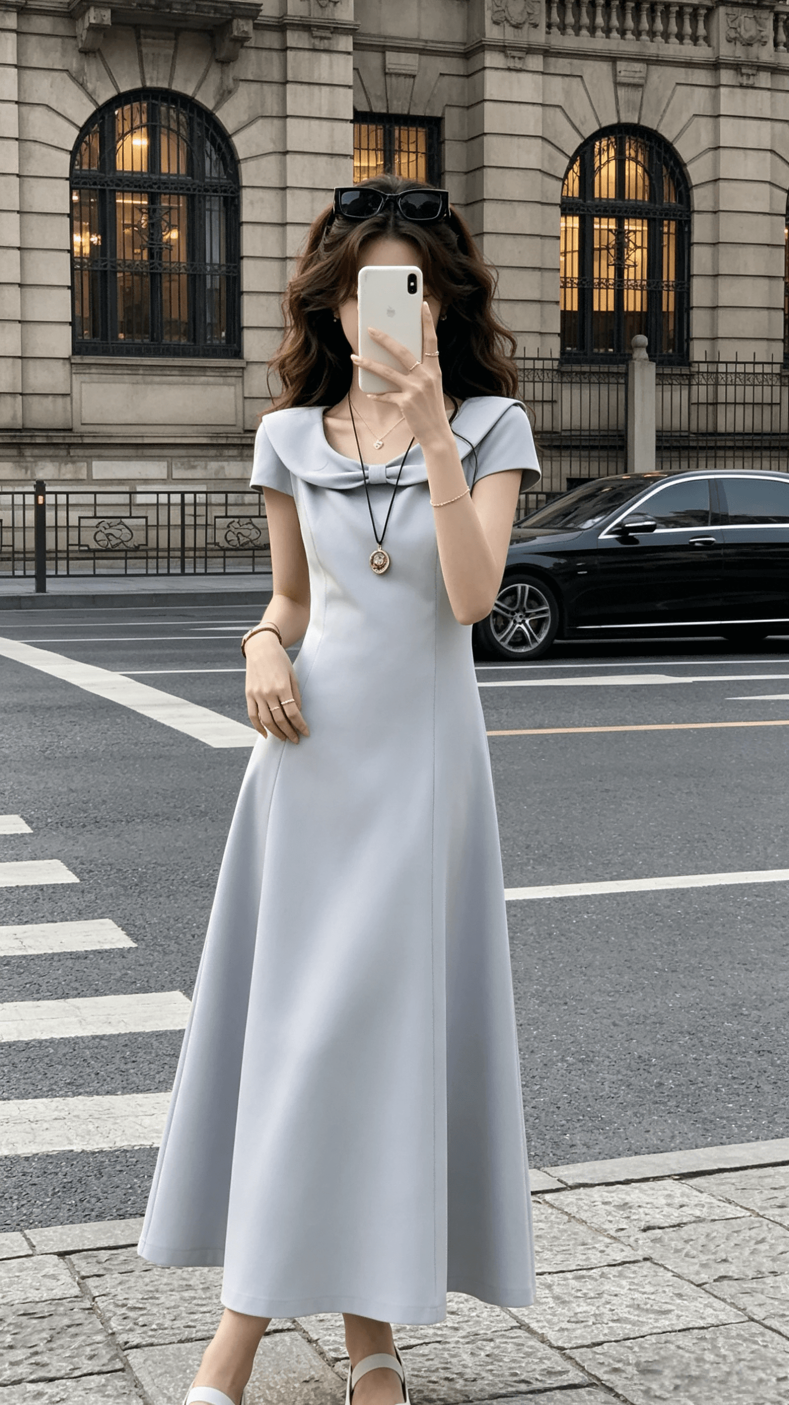 Ouyang 안녕하세요. 제니 공주 2.0 베이비 칼라 나비 매듭 여성 드레스 여름 민소매 허리 수축 공주 드레스 상세 이미지 15