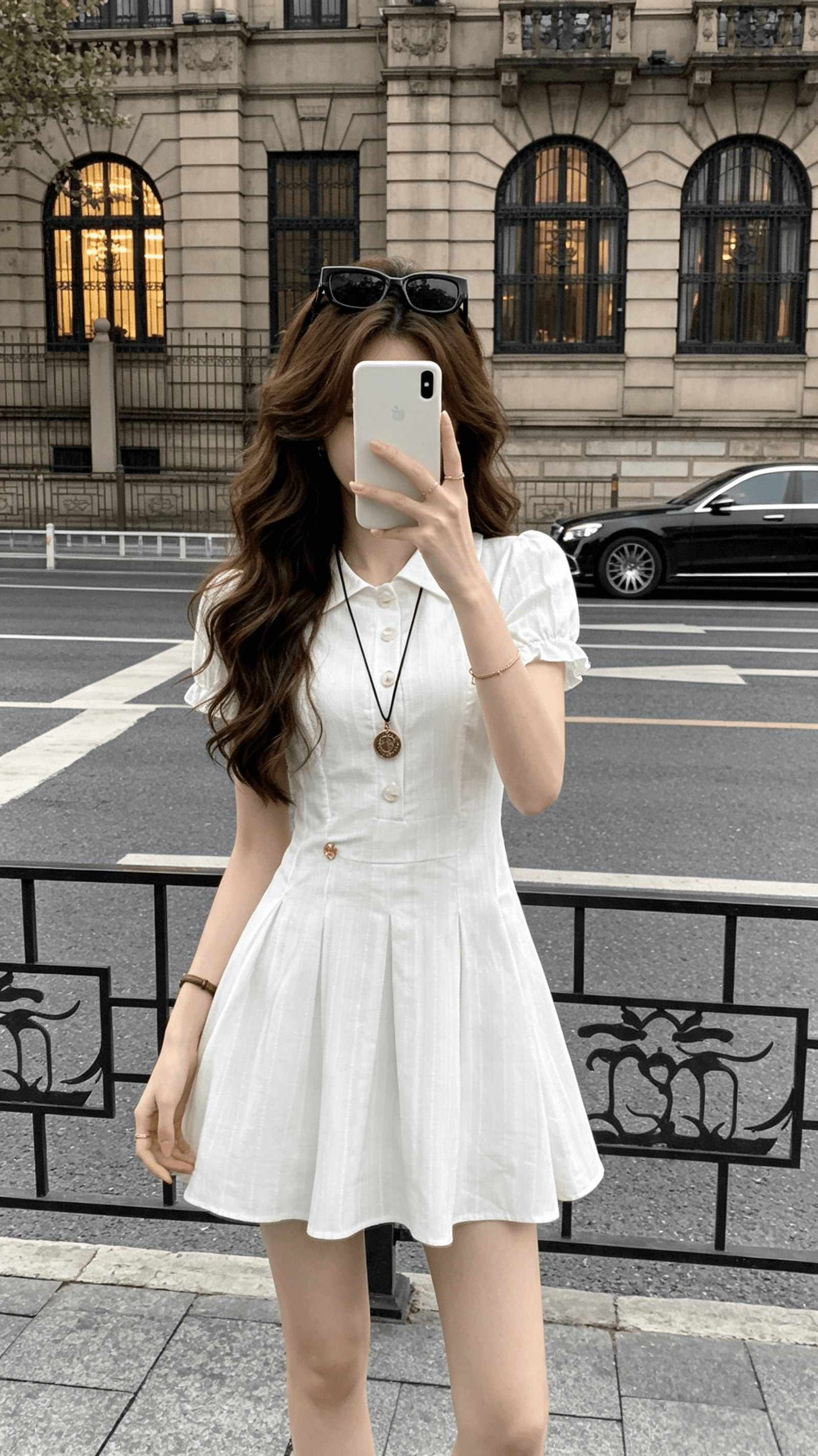 rpb brand 거품 소매 순면 셔츠 드레스 신선함 학원 스타일 허리 수축 슬림해 보이는 달콤함 반신 미니 스커트 상세 이미지 3