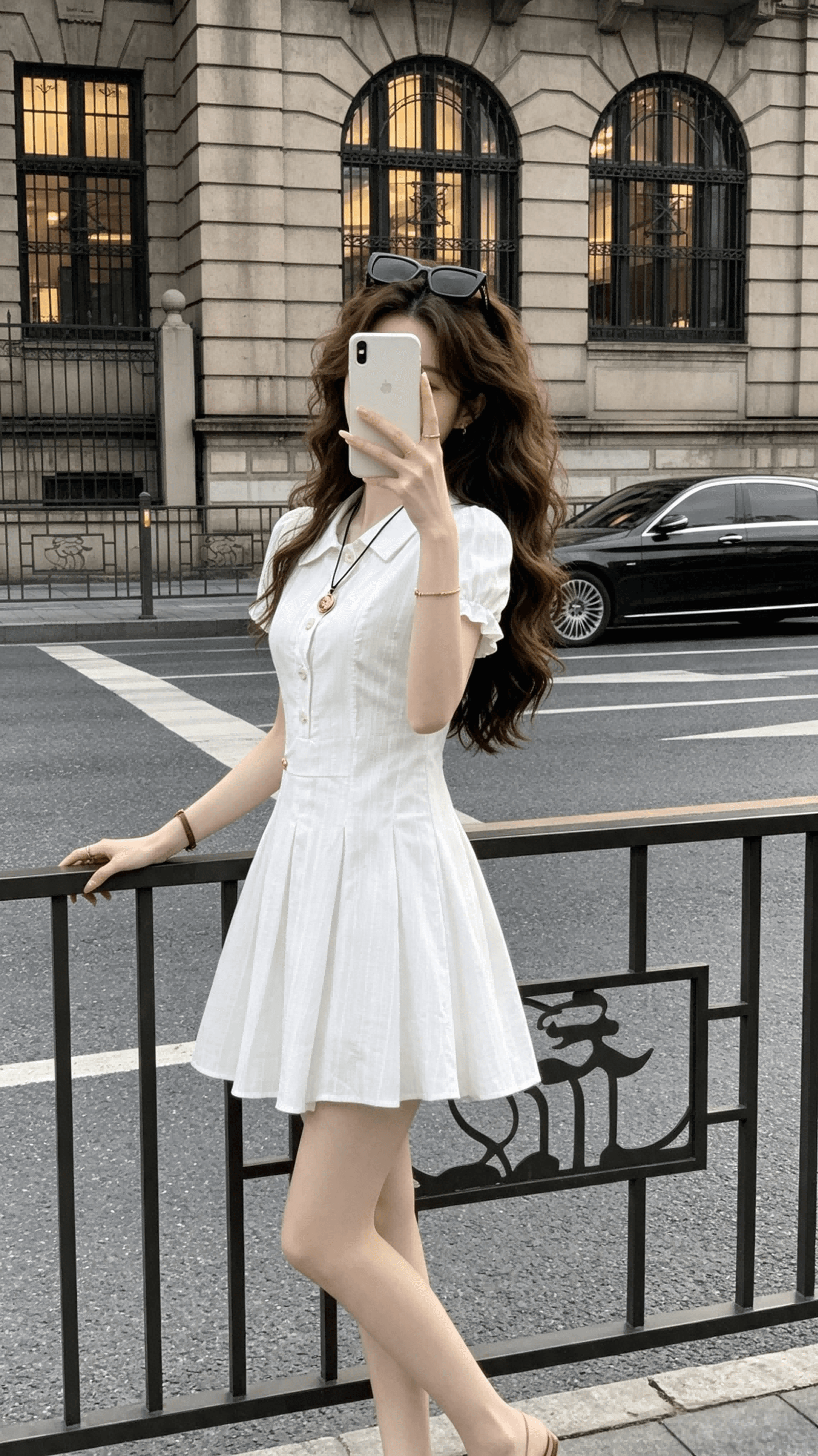 rpb brand 거품 소매 순면 셔츠 드레스 신선함 학원 스타일 허리 수축 슬림해 보이는 달콤함 반신 미니 스커트 상세 이미지 4