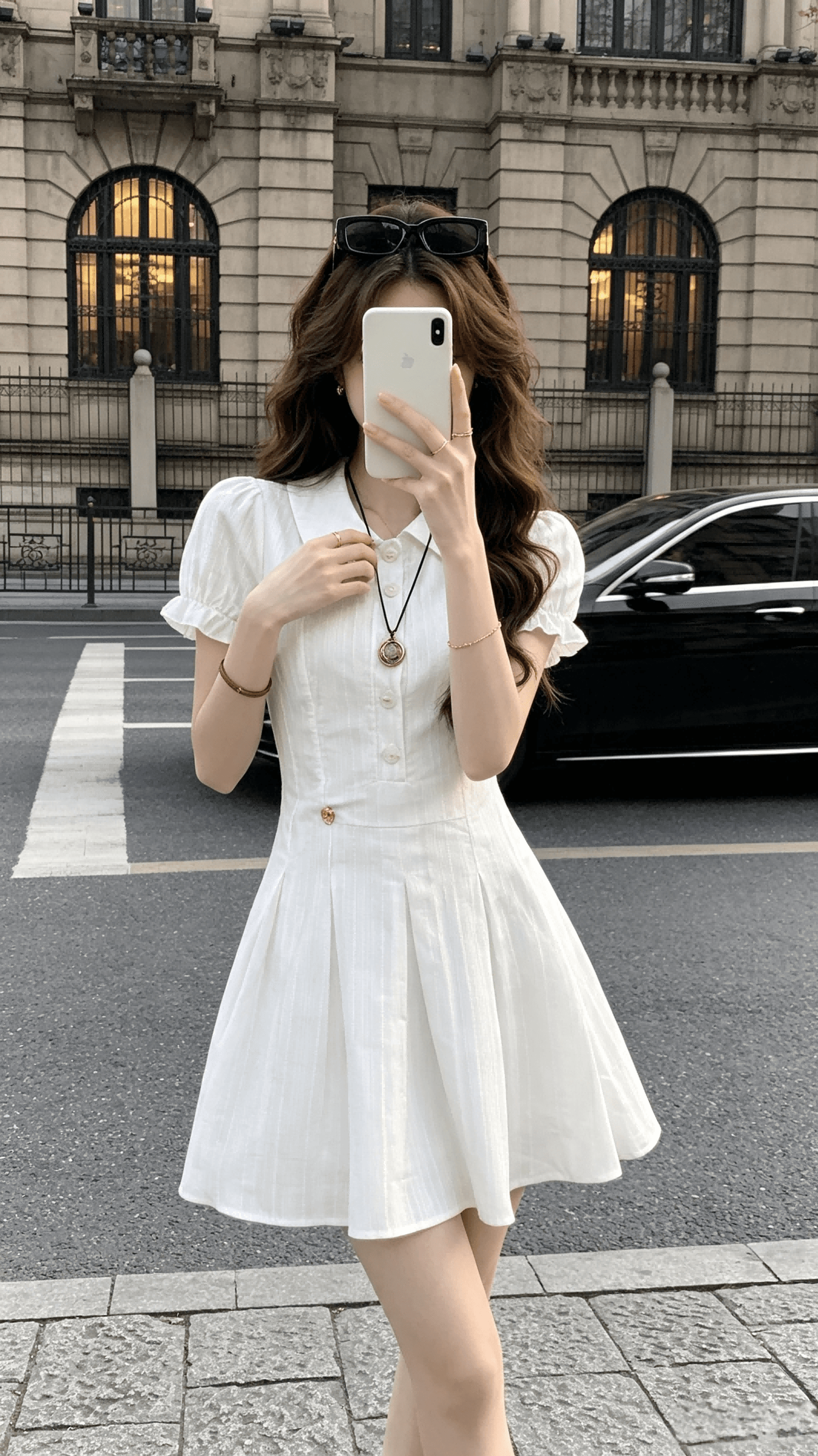 rpb brand 거품 소매 순면 셔츠 드레스 신선함 학원 스타일 허리 수축 슬림해 보이는 달콤함 반신 미니 스커트 상세 이미지 5