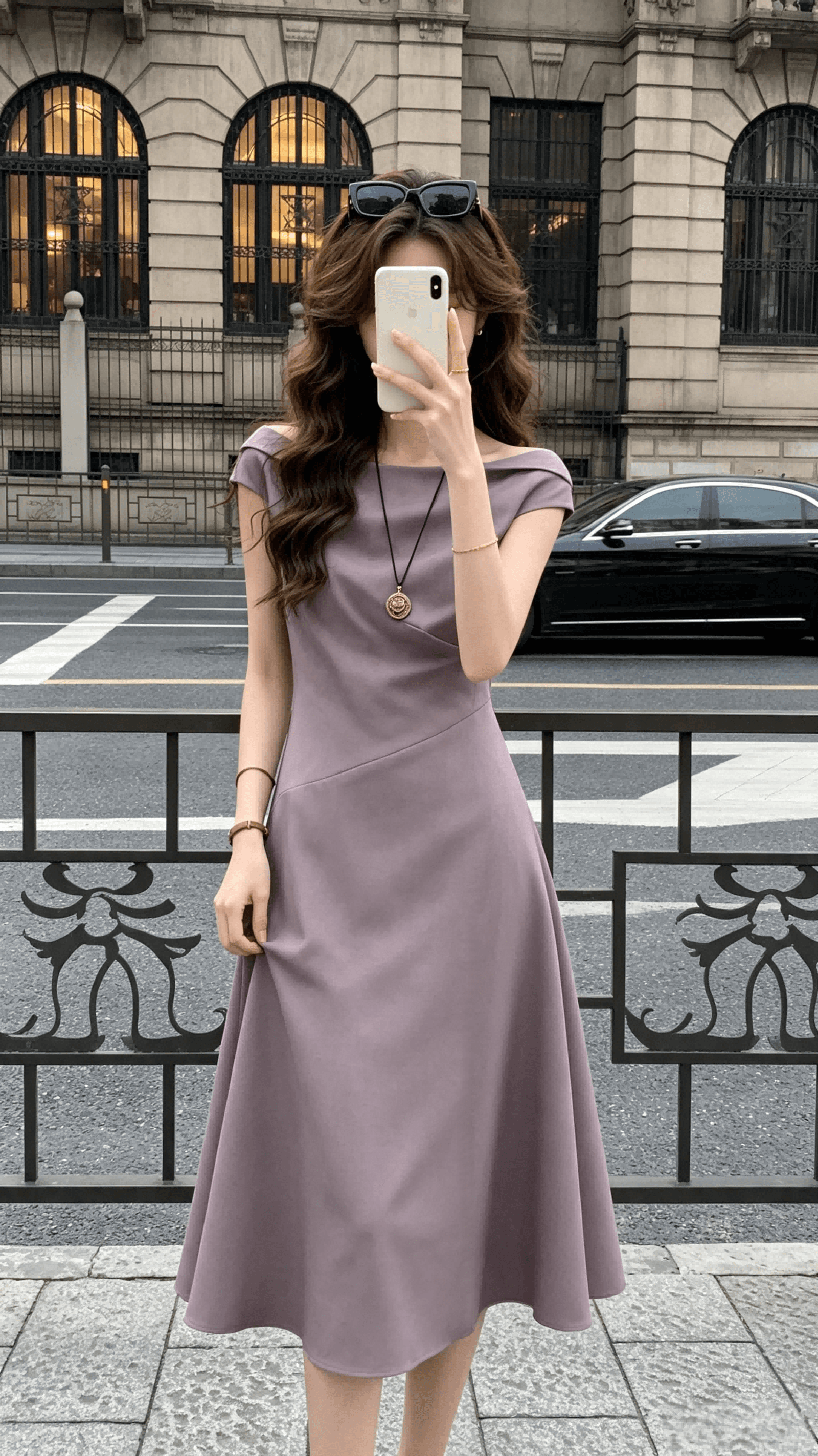 보기 셔츠 jansan 구리 암모니아 주간 실크 아마 보트넥 패키지 어깨 3 차원 Pleat 몸매 가꾸기 우아함 드레스 이미지 4