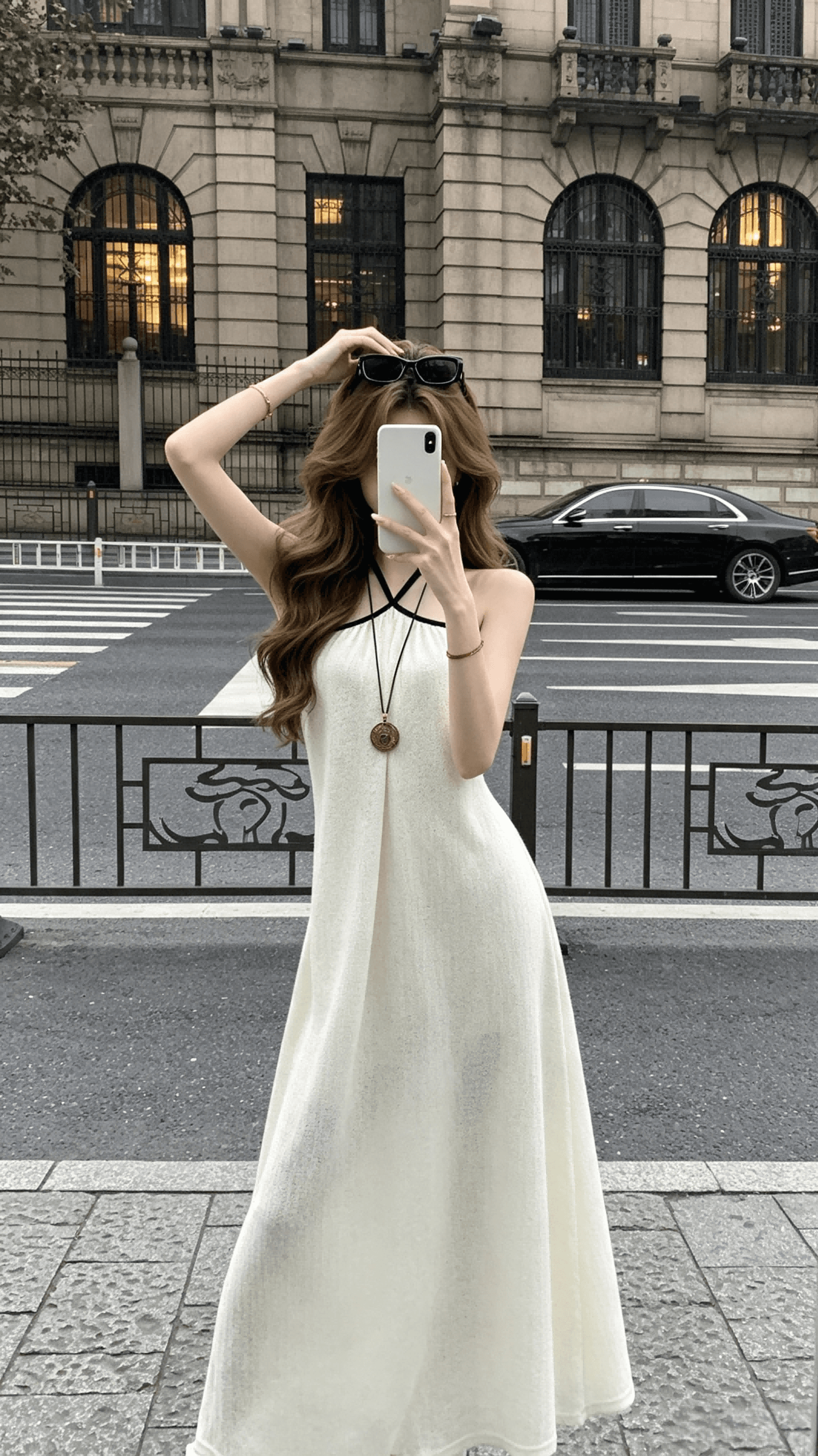 sun 우아한 조 바람 불어 오는 중 Pinellia 여름 순수한 백리스 슬립 디자인 센스 행침 목 스트랩 한 마디 점프 슈트 롱 스커트 상세 이미지 2