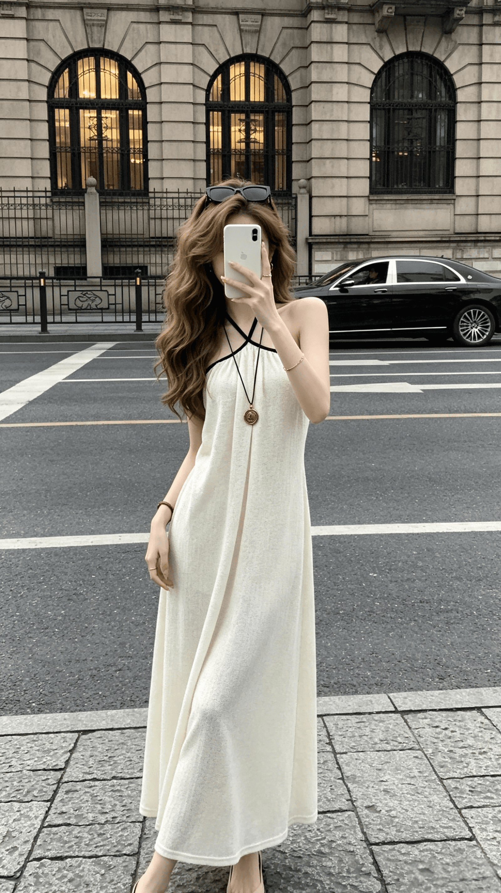 sun 우아한 조 바람 불어 오는 중 Pinellia 여름 순수한 백리스 슬립 디자인 센스 행침 목 스트랩 한 마디 점프 슈트 롱 스커트 상세 이미지 3