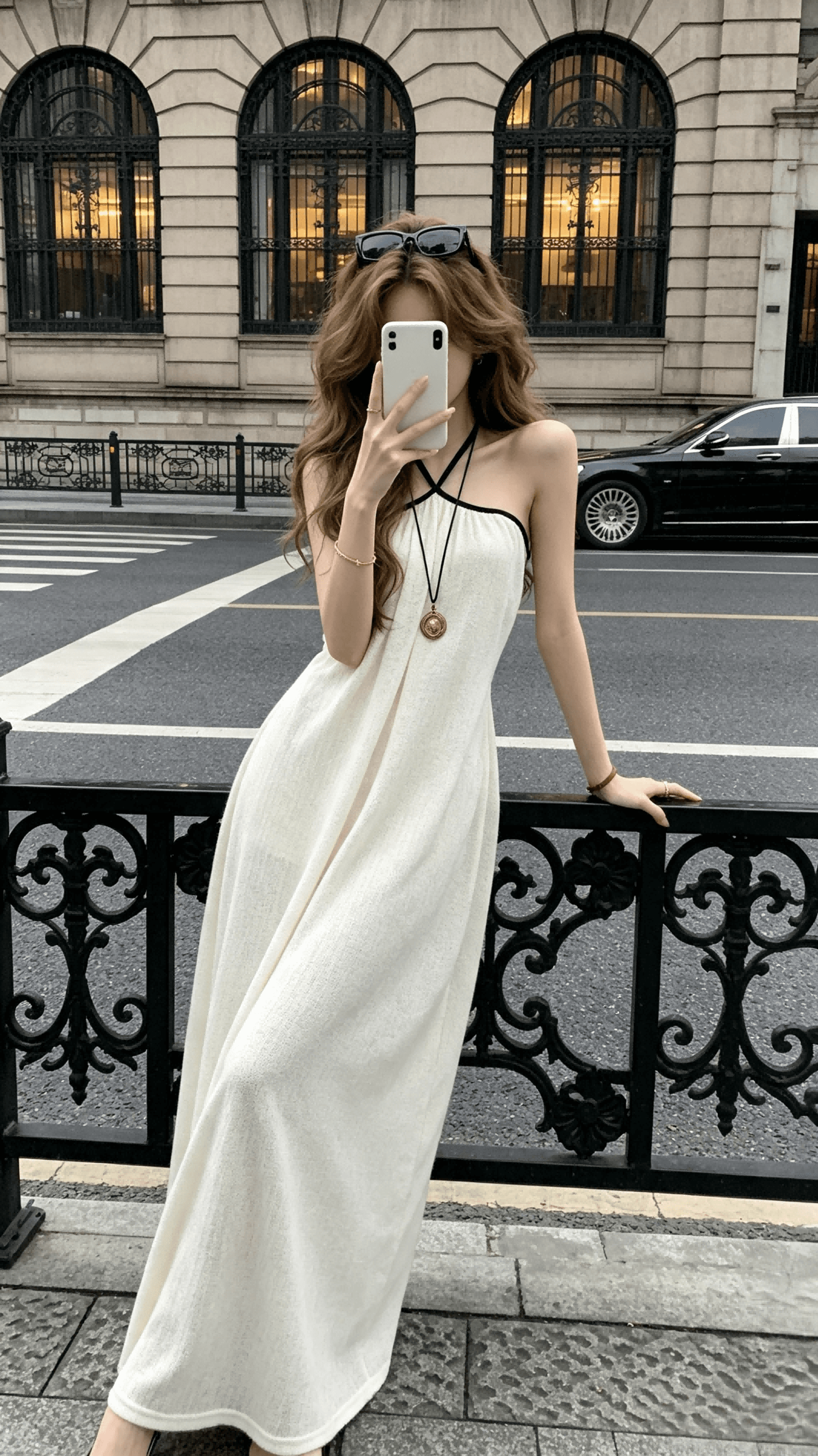 sun 우아한 조 바람 불어 오는 중 Pinellia 여름 순수한 백리스 슬립 디자인 센스 행침 목 스트랩 한 마디 점프 슈트 롱 스커트 상세 이미지 4