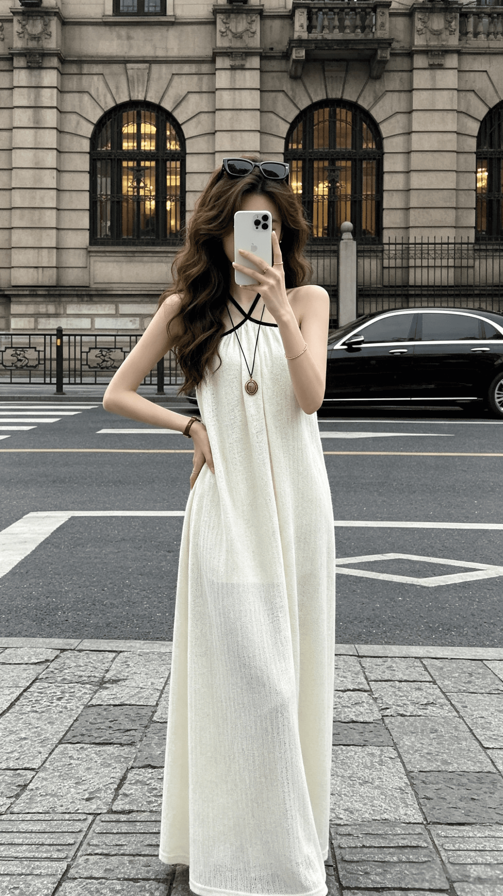 sun 우아한 조 바람 불어 오는 중 Pinellia 여름 순수한 백리스 슬립 디자인 센스 행침 목 스트랩 한 마디 점프 슈트 롱 스커트 상세 이미지 8