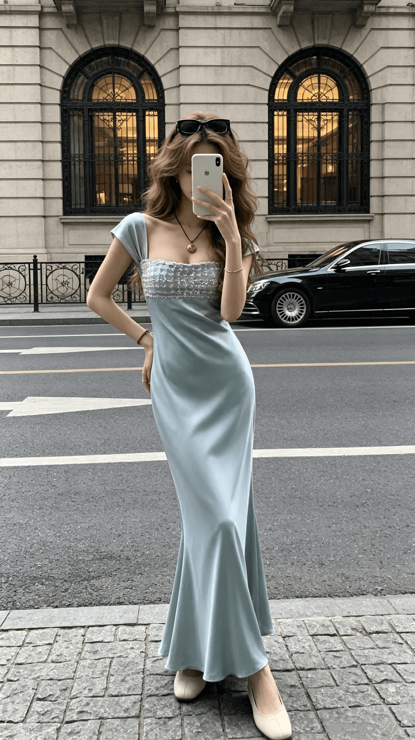 lattitude 양 작은 왜가리 siena 새틴 빛 럭셔리 센스 연회 예복 치마 무거운 작업 구슬 조각 행침 드레스 이미지 3