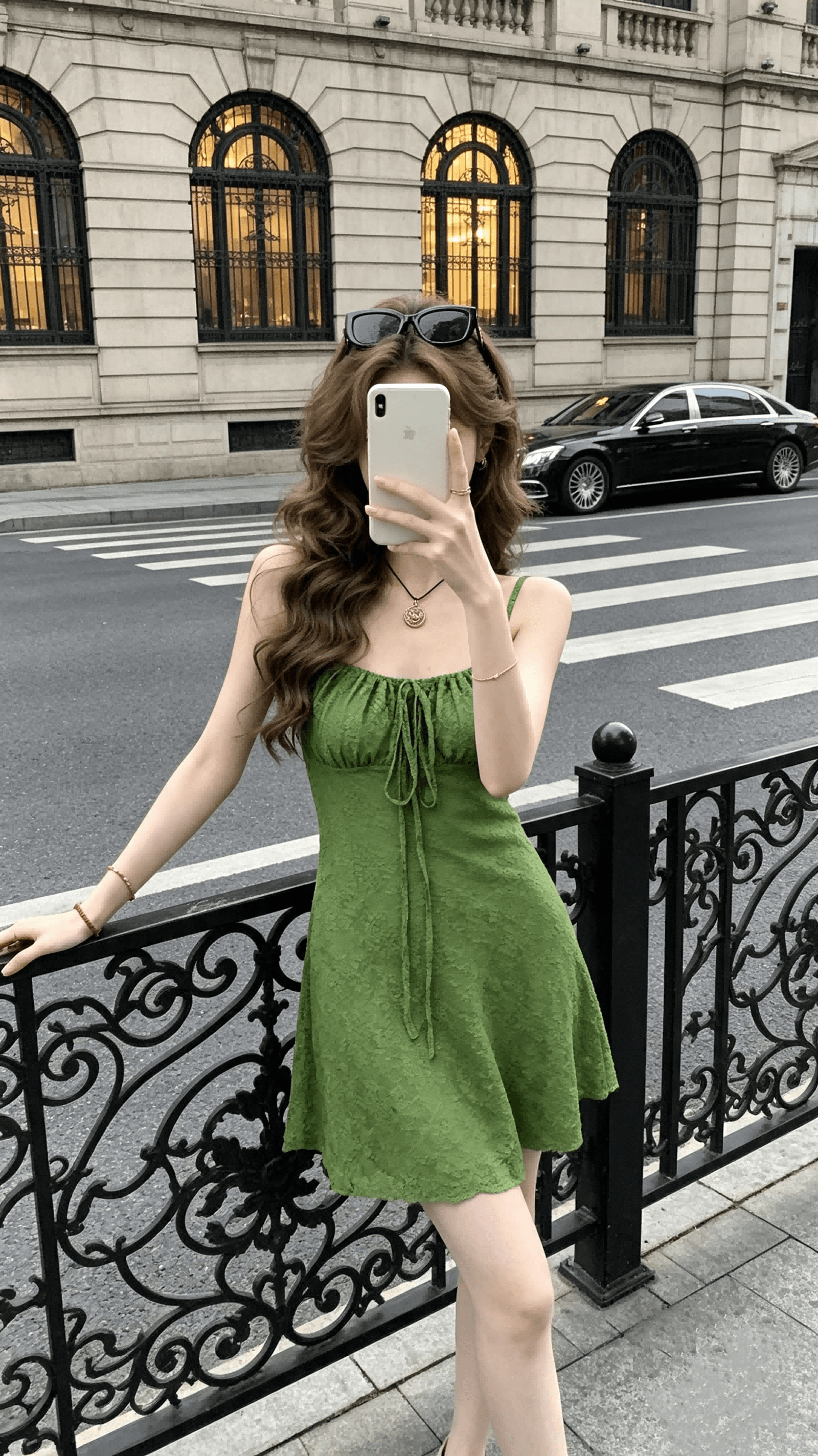 skk store 웨이 팬 모니카 staycation 치마 3 차원 자카드 질감 슬립 미니 스커트 드레스 상세 이미지 2